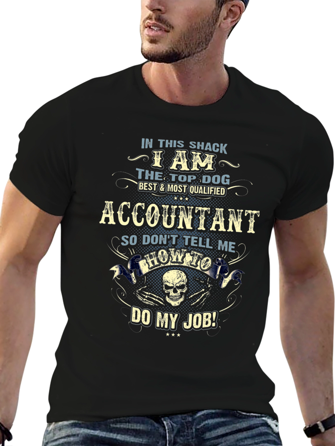 Black Accountant Top Dog Graphic T-Shirt view 6