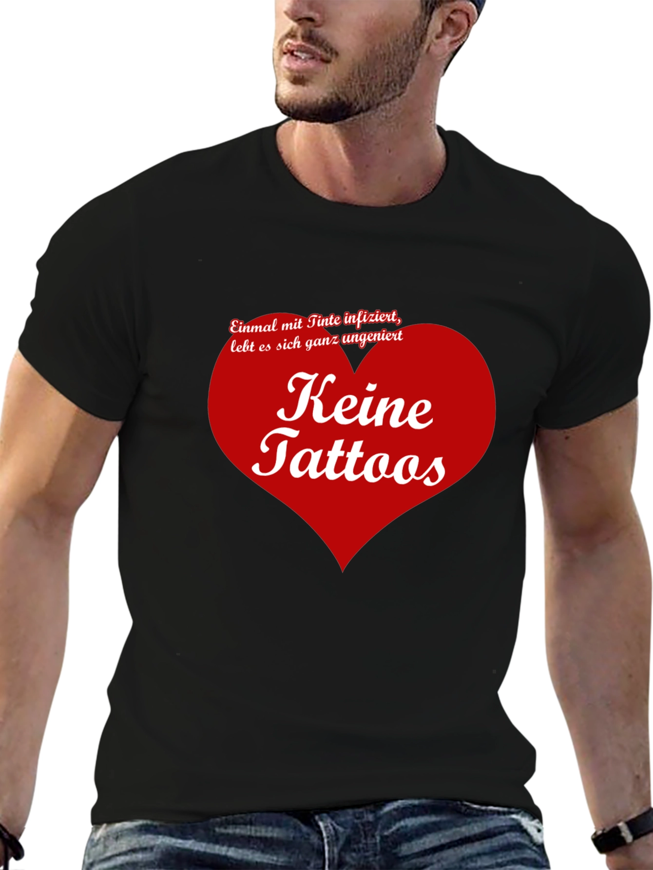 Black Keine Tattoos Graphic Tee - Anti-Tattoo Humor T-Shirt view 6