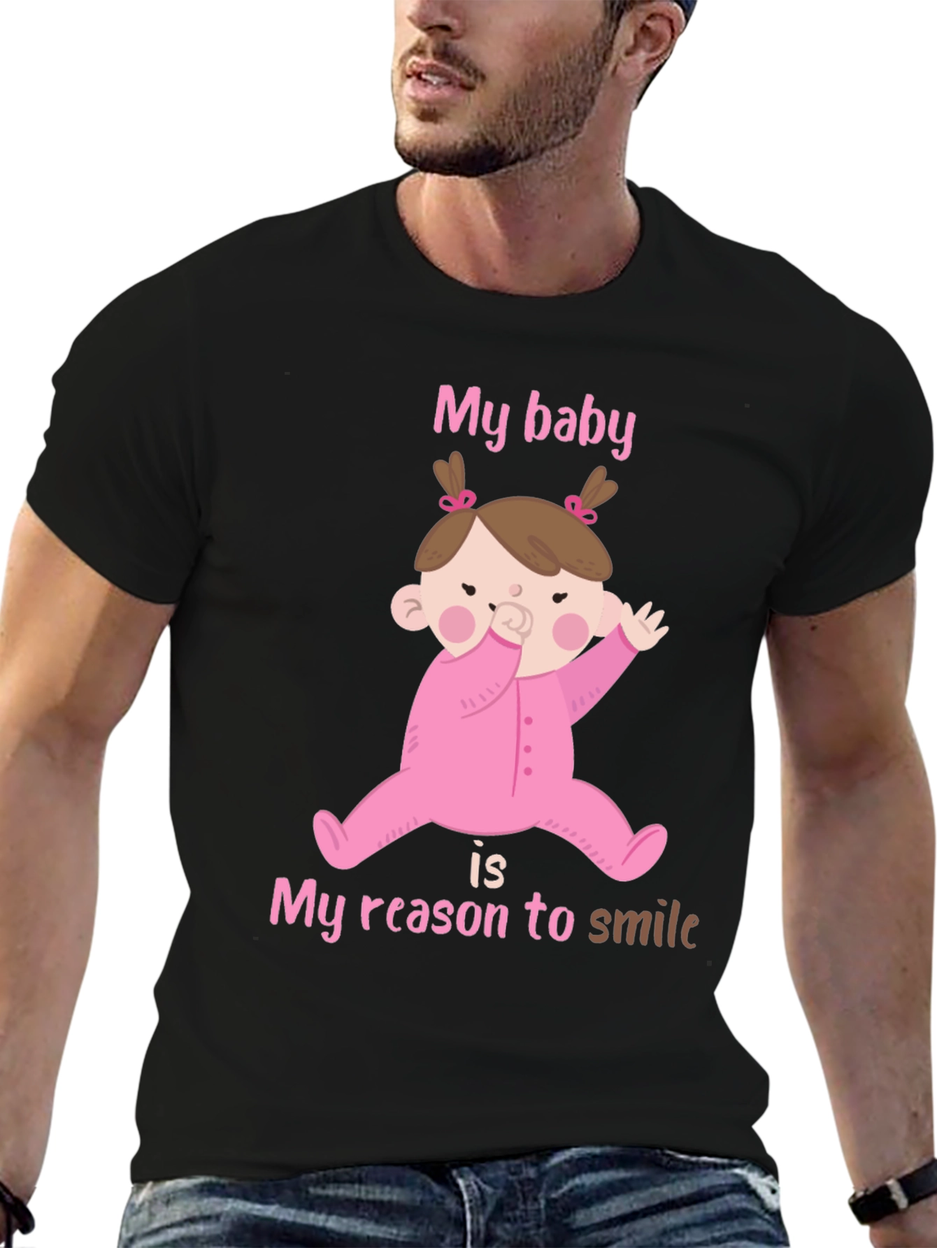 Black My Baby, My Reason To Smile T-Shirt view 6