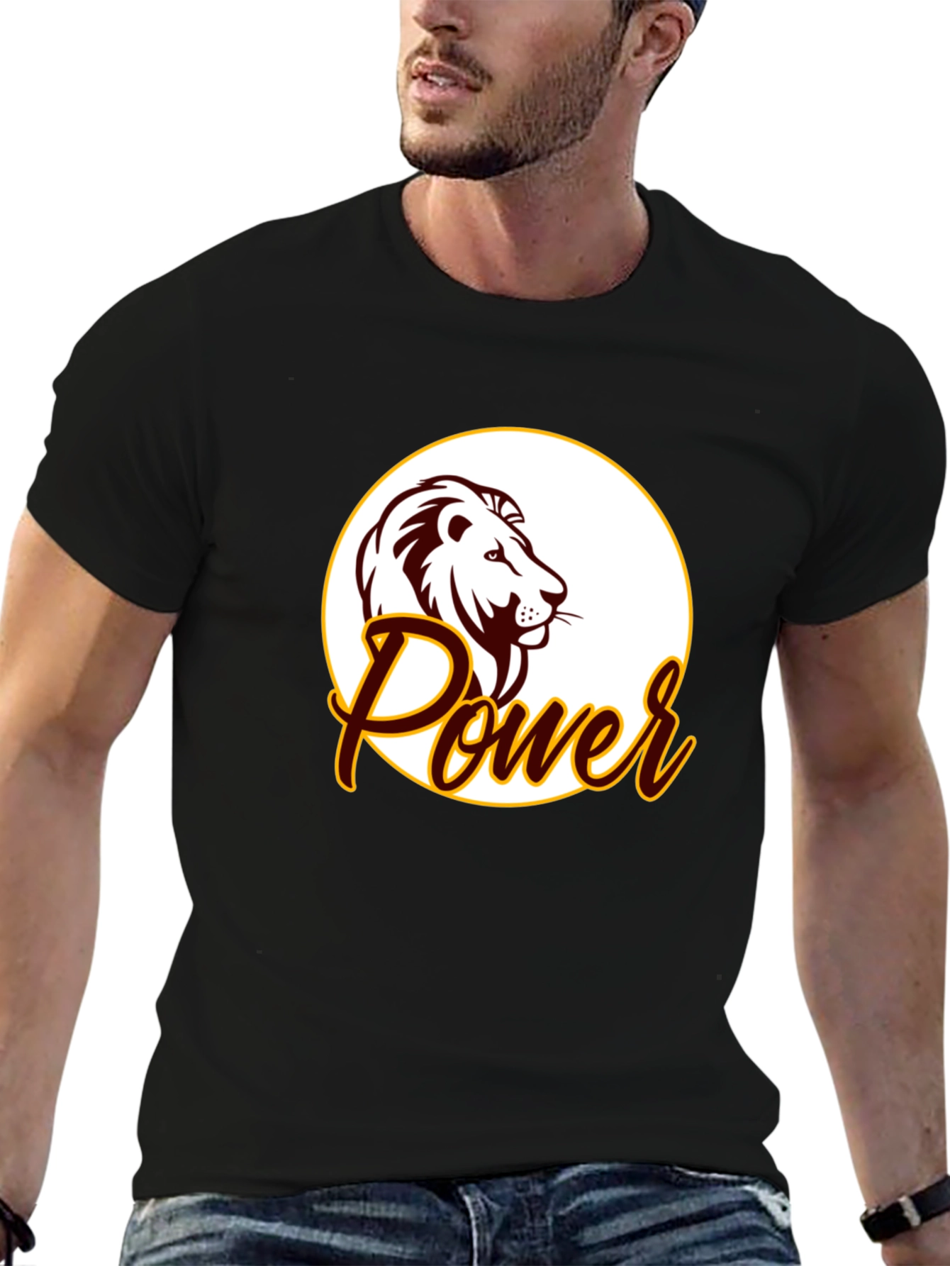 Black Power Lion Graphic Tee - Black Cotton Blend view 6