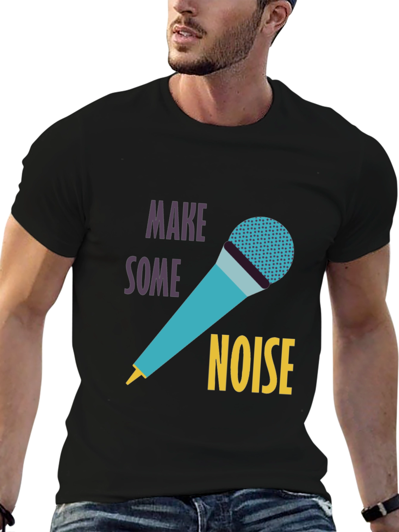 Black Make Some Noise Graphic Tee view 6