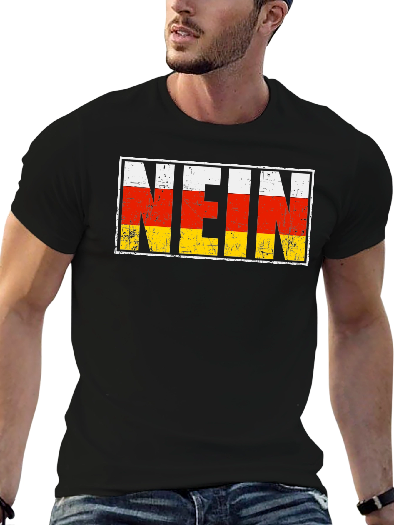 Black NEIN Germany Flag T-Shirt view 6