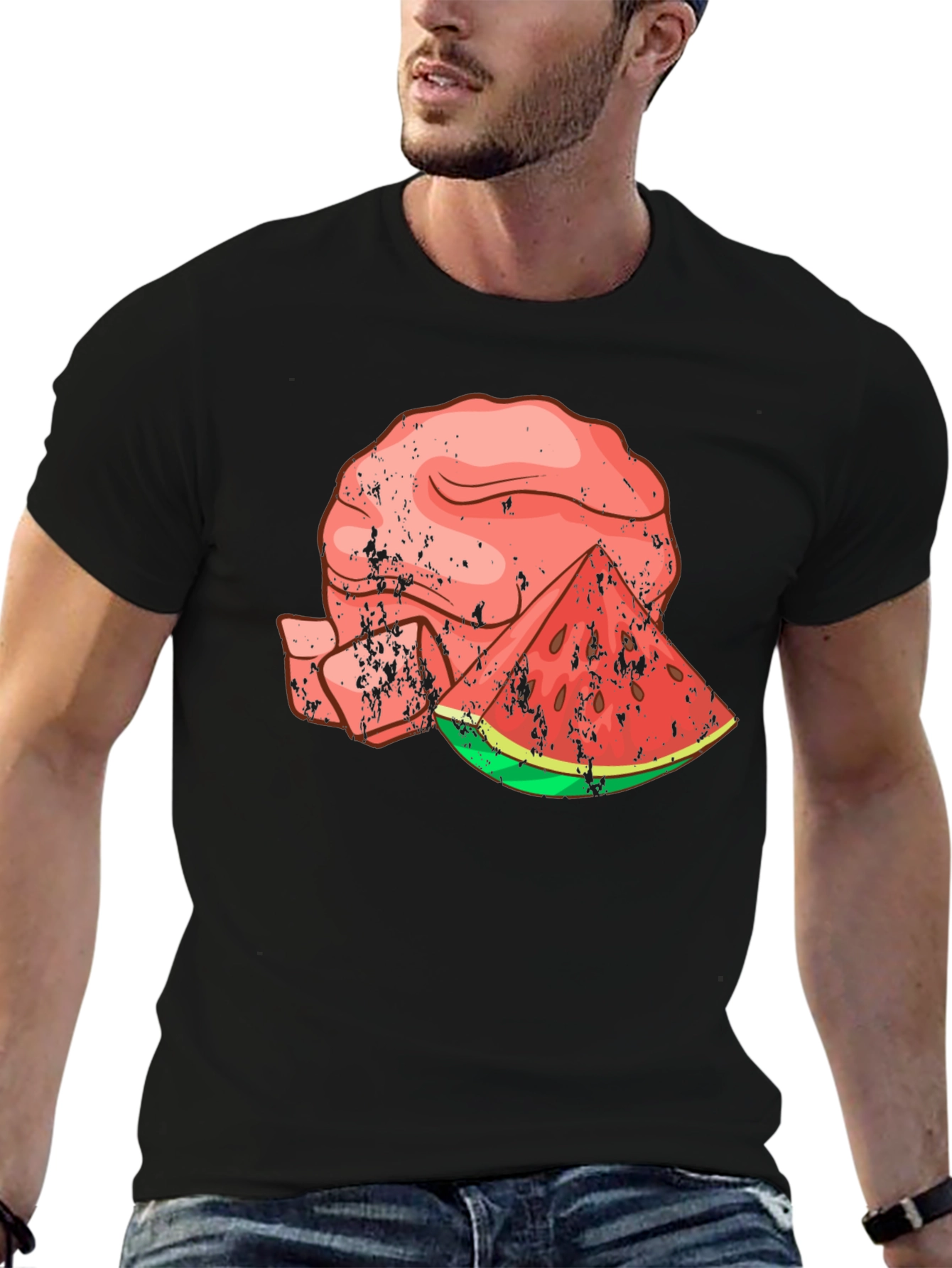 Black Watermelon Brain Graphic Tee - Cool Summer Style view 6