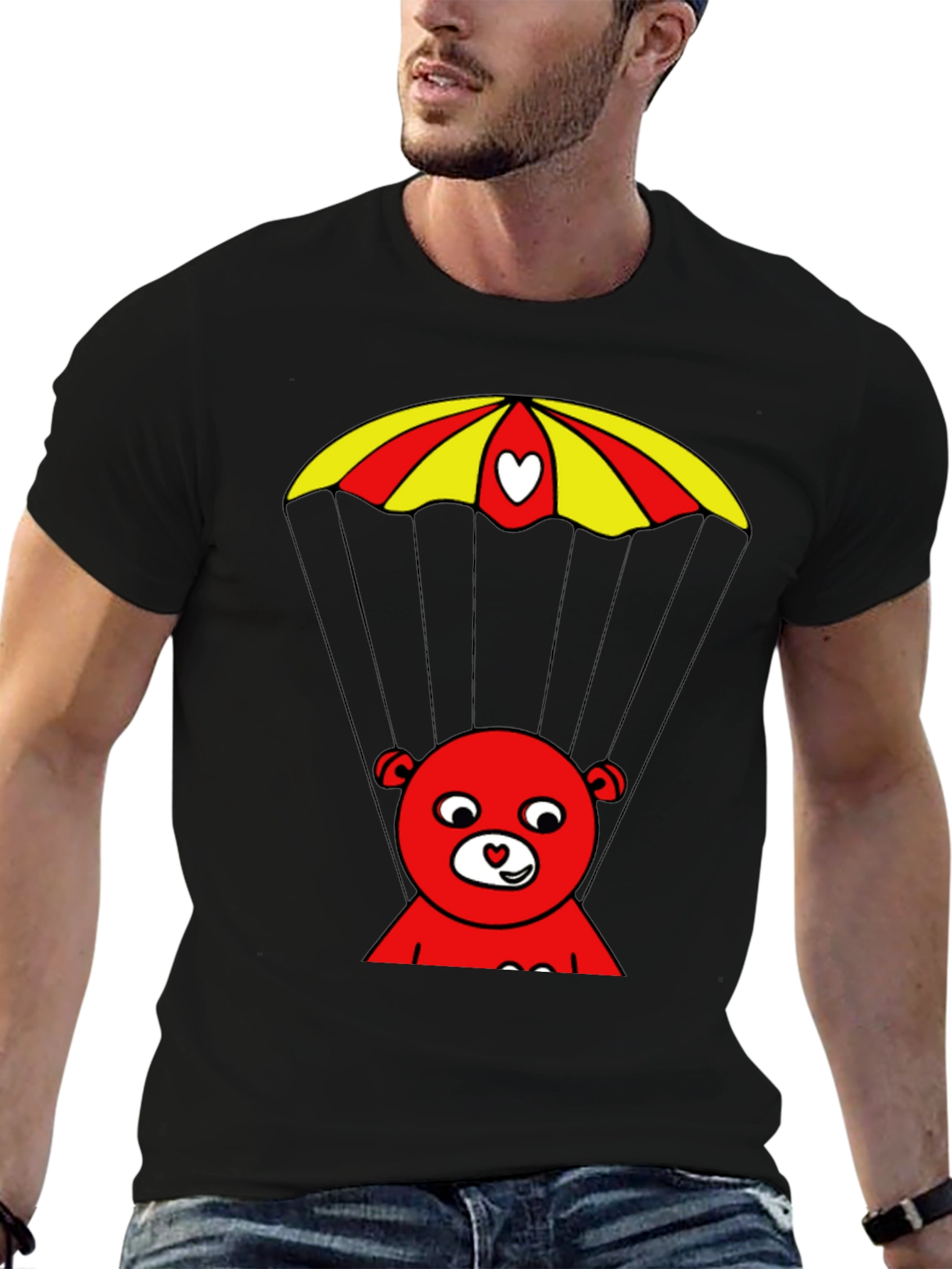 Black Red Bear Parachute Graphic Tee view 6