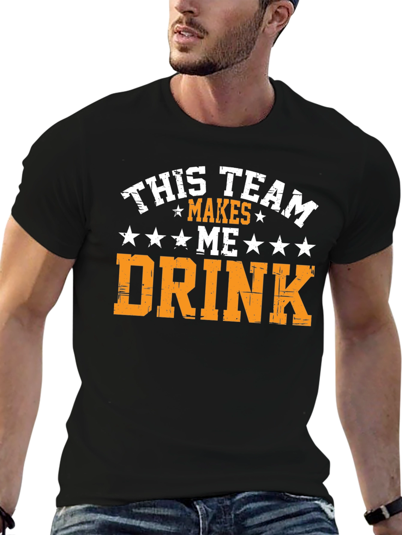 Black Funny Team Makes Me Drink Graphic Tee view 6