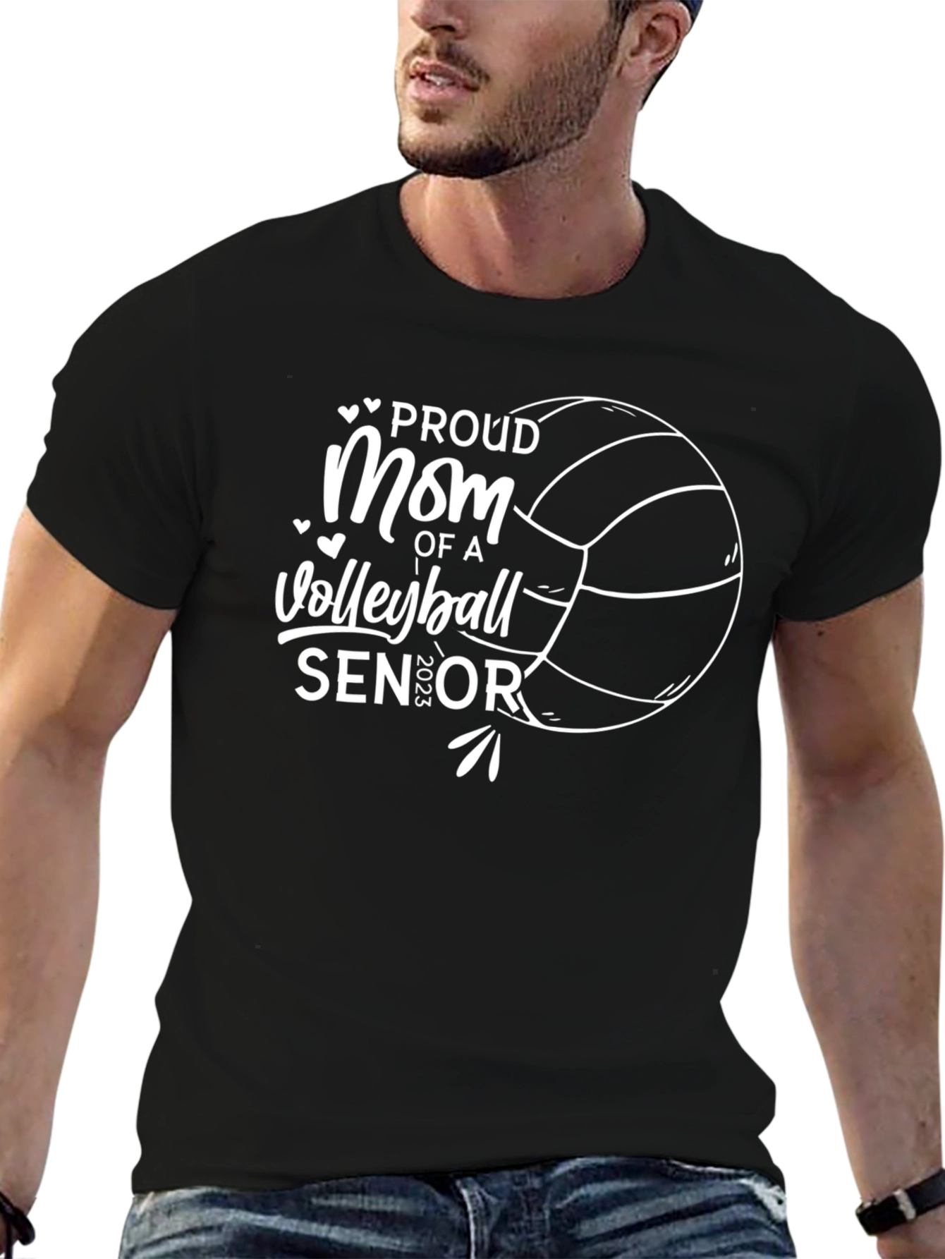 Black Proud Volleyball Mom Senior 2023 T-Shirt view 6