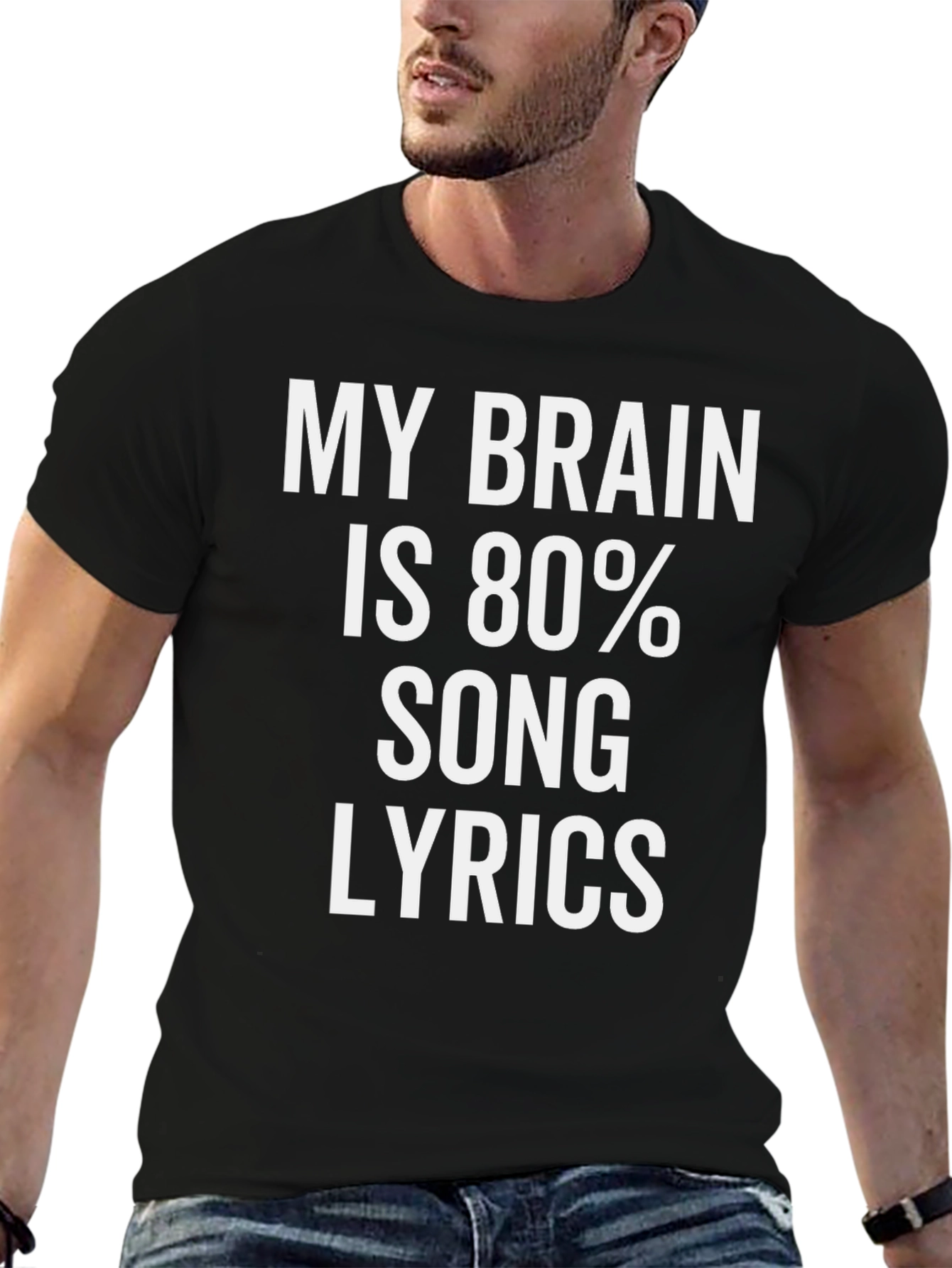 Black My Brain Is 80% Song Lyrics Black Graphic Tee view 6