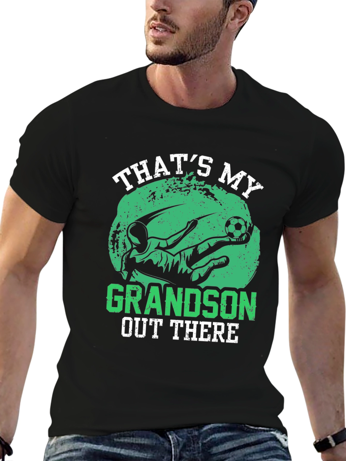 Black That's My Grandson Soccer Graphic T-Shirt view 6