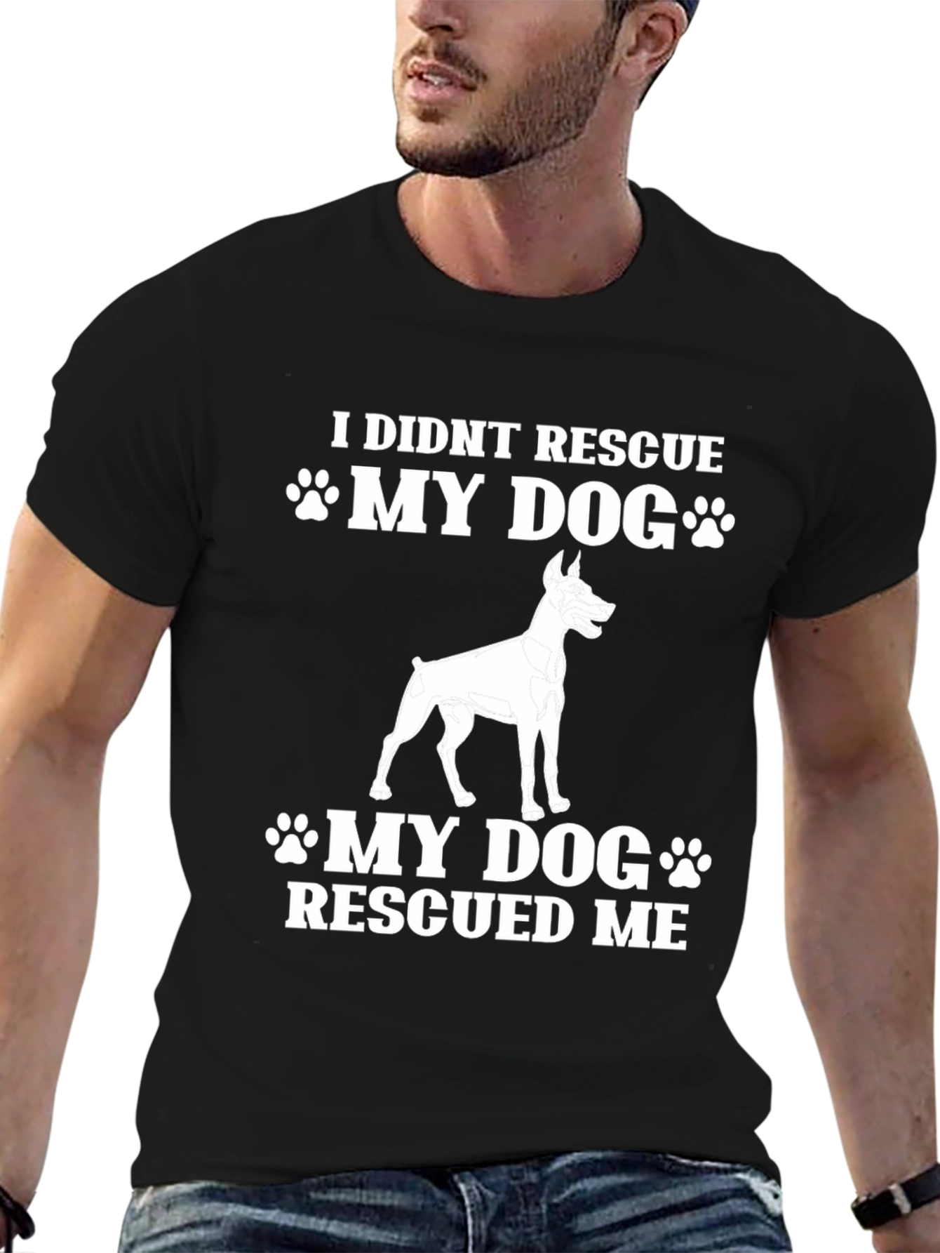 Black Dog Rescue T-Shirt - My Dog Rescued Me view 6