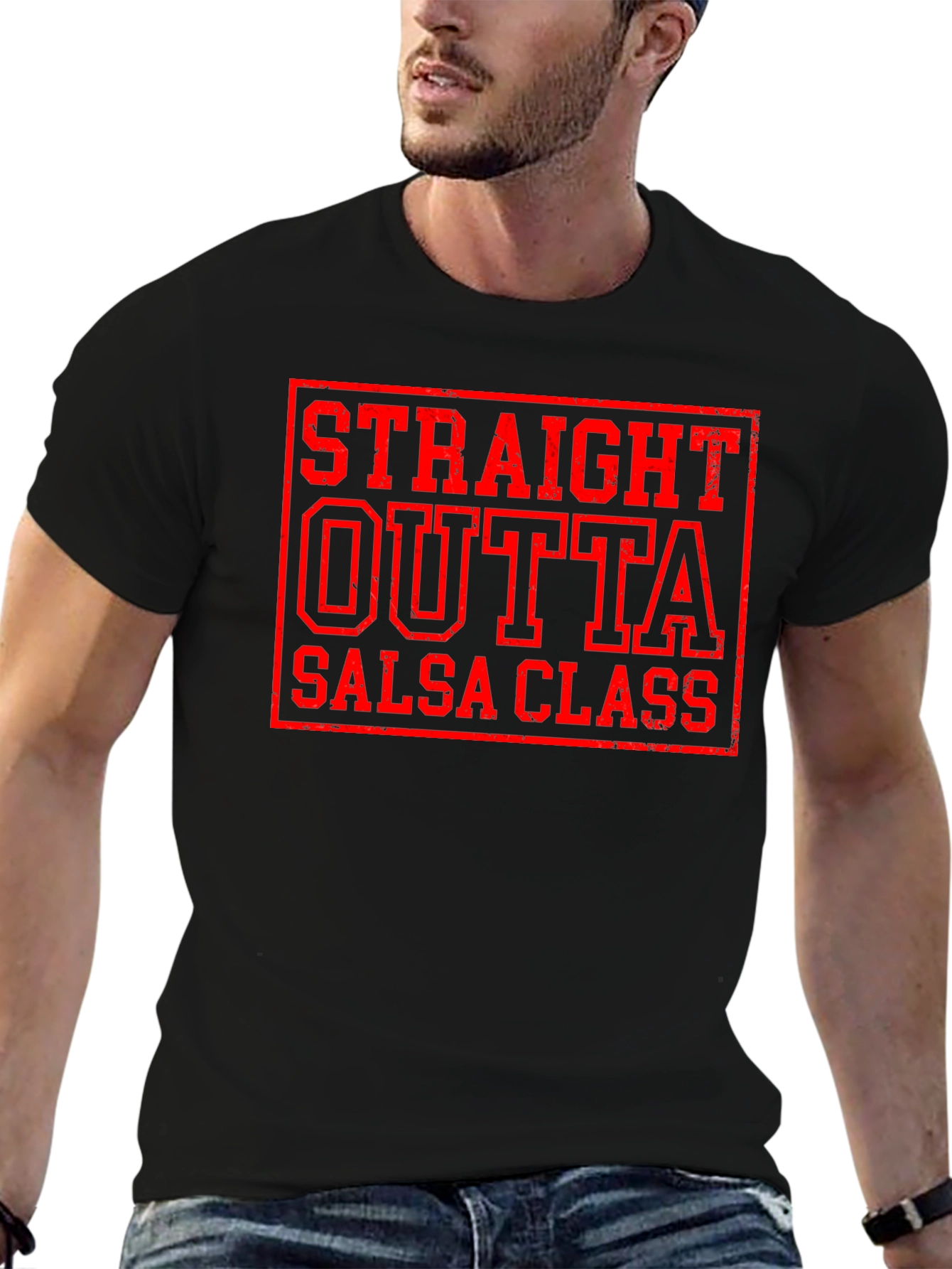 Black Straight Outta Salsa Class Funny Dance T-Shirt view 6