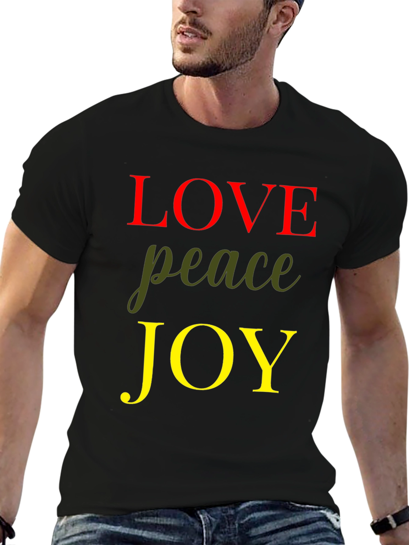 Black Love Peace Joy Graphic Tee - Black view 6