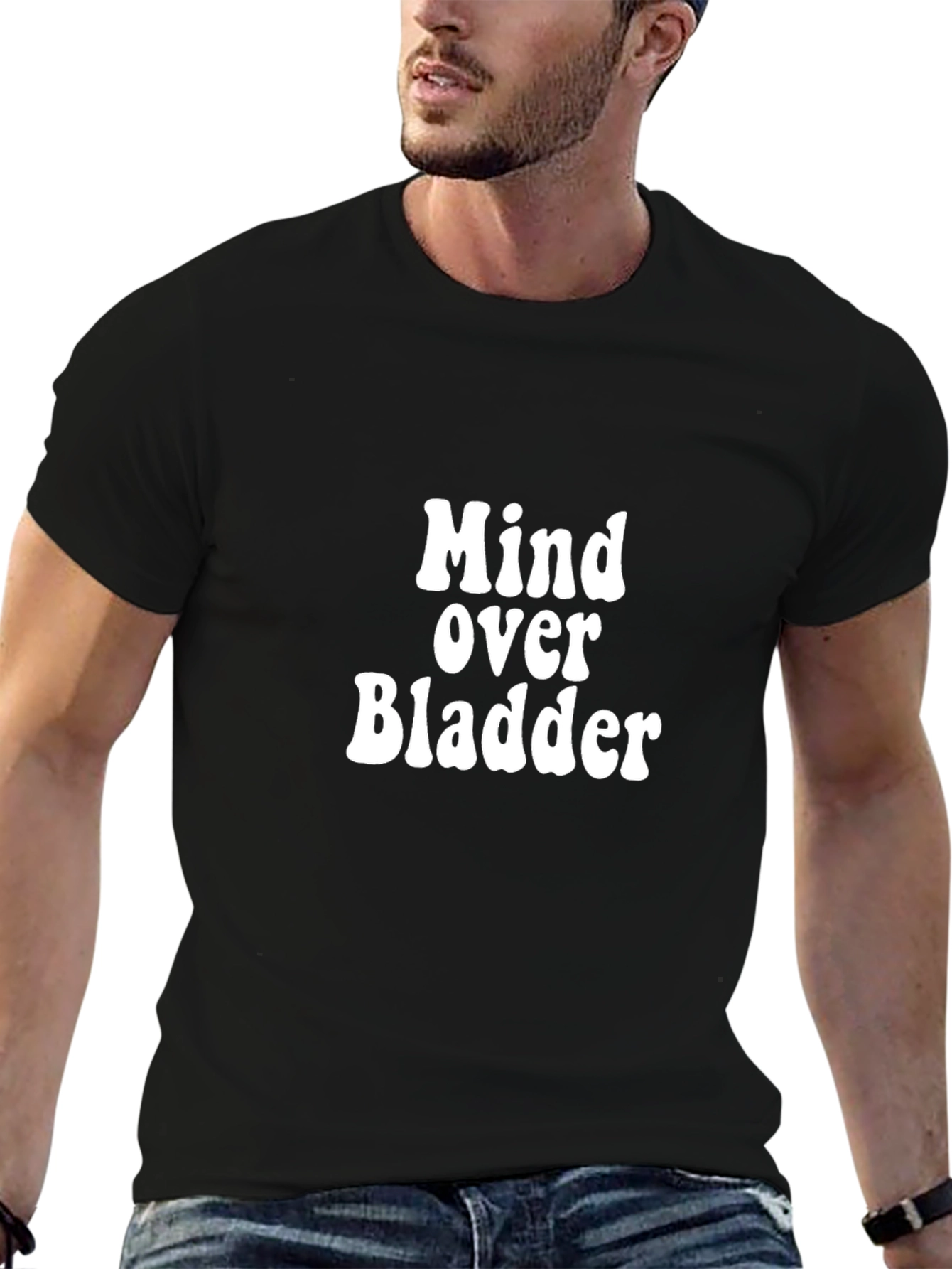 Black Mind Over Bladder Black Graphic T-Shirt view 6