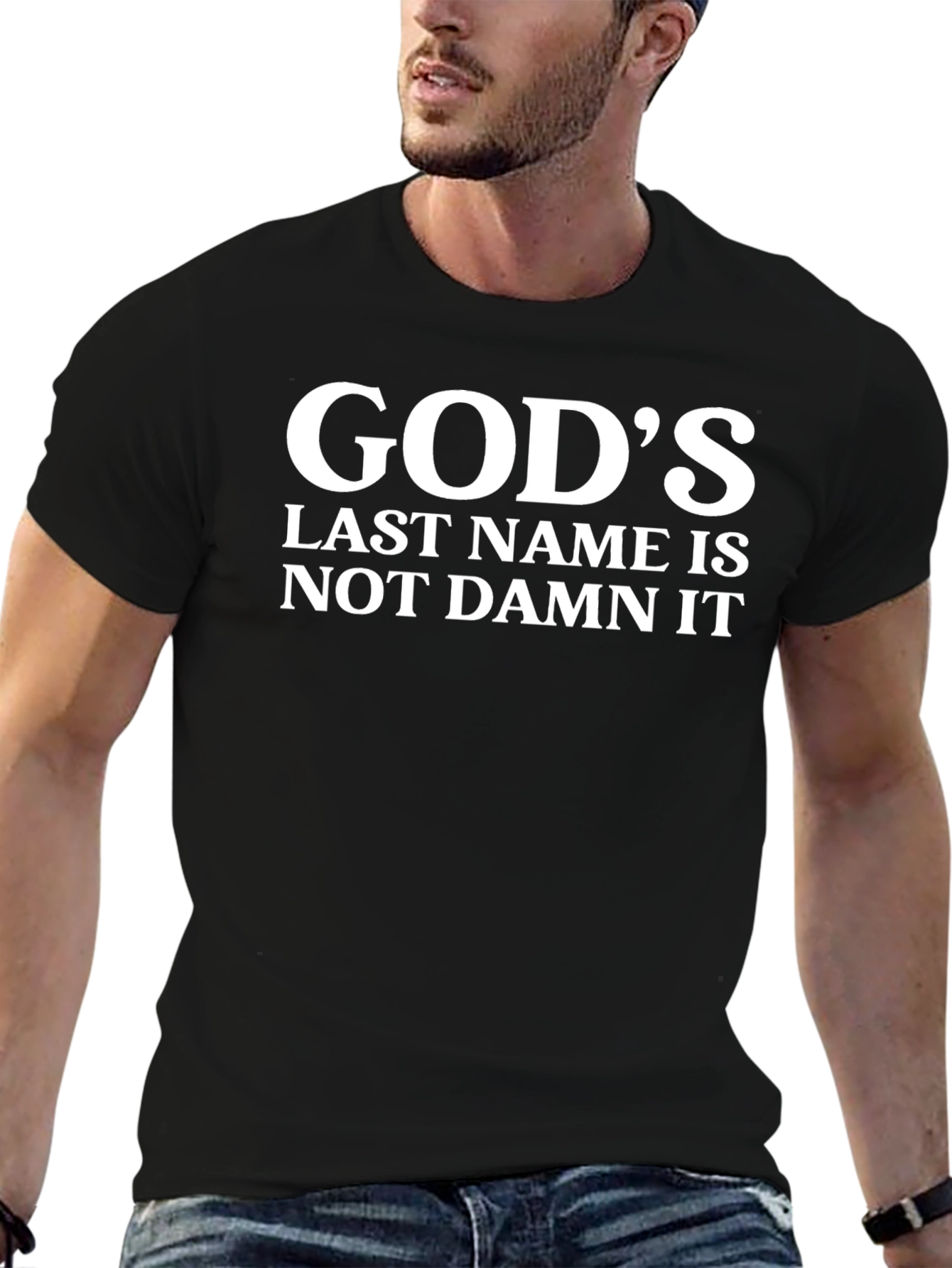 Black God's Last Name T-Shirt - Funny Statement Tee view 6