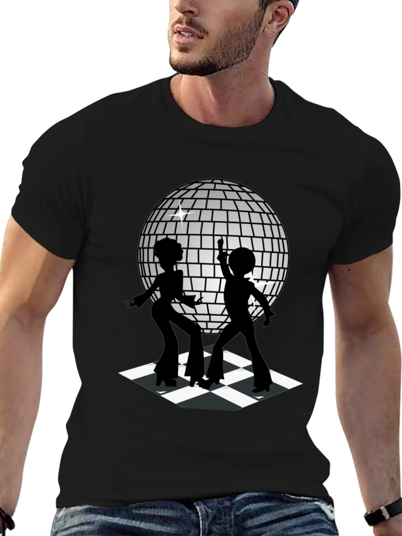 Black Retro Disco Dance T-Shirt - Black view 6