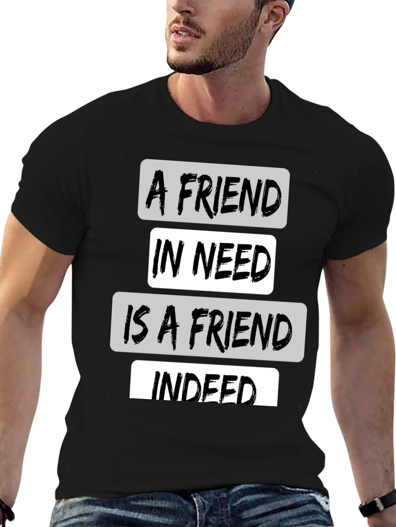 Black A Friend in Need T-Shirt - Black Crew Neck Tee view 6
