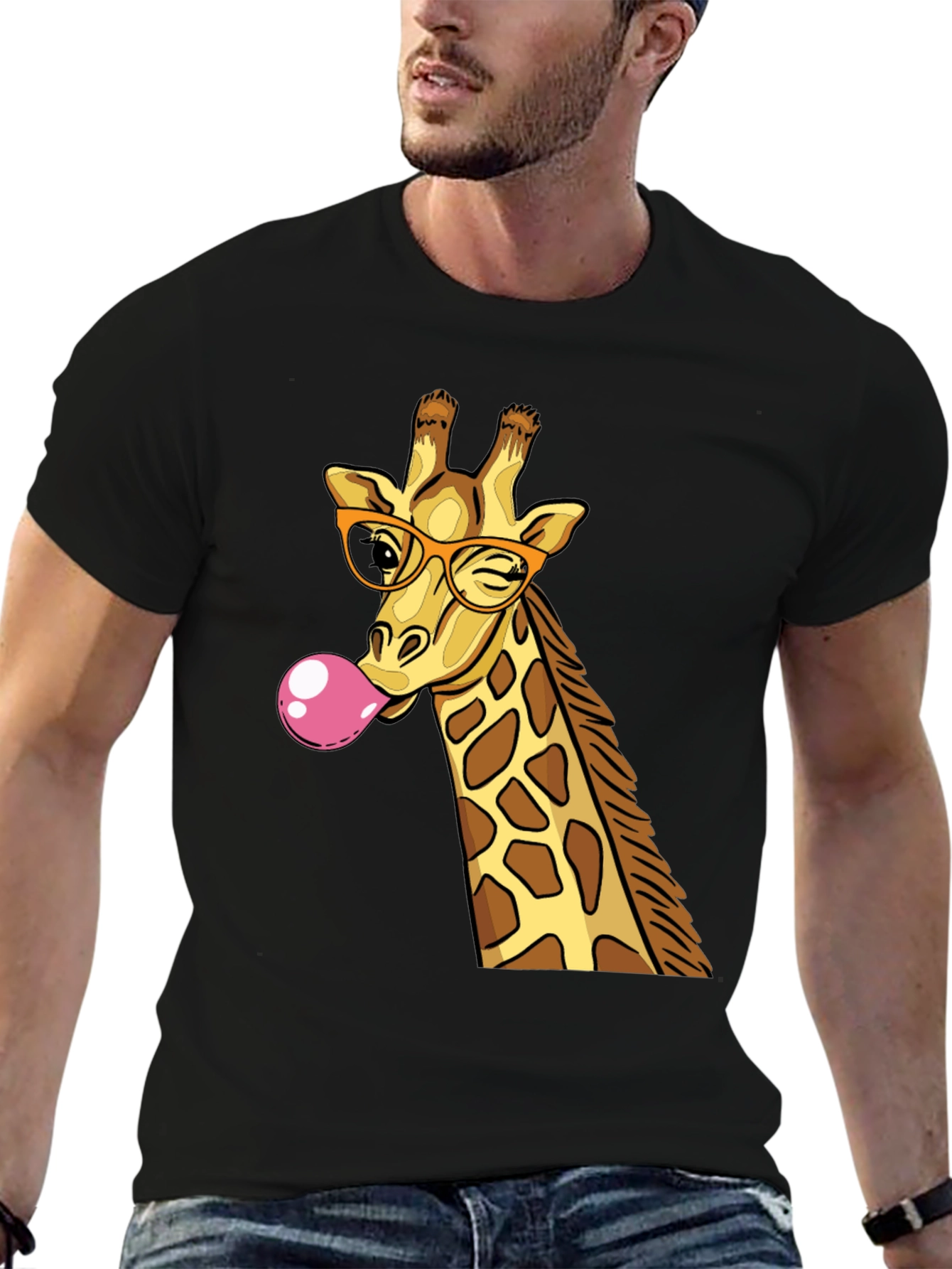 Black Giraffe Bubble Gum Graphic T-Shirt view 6