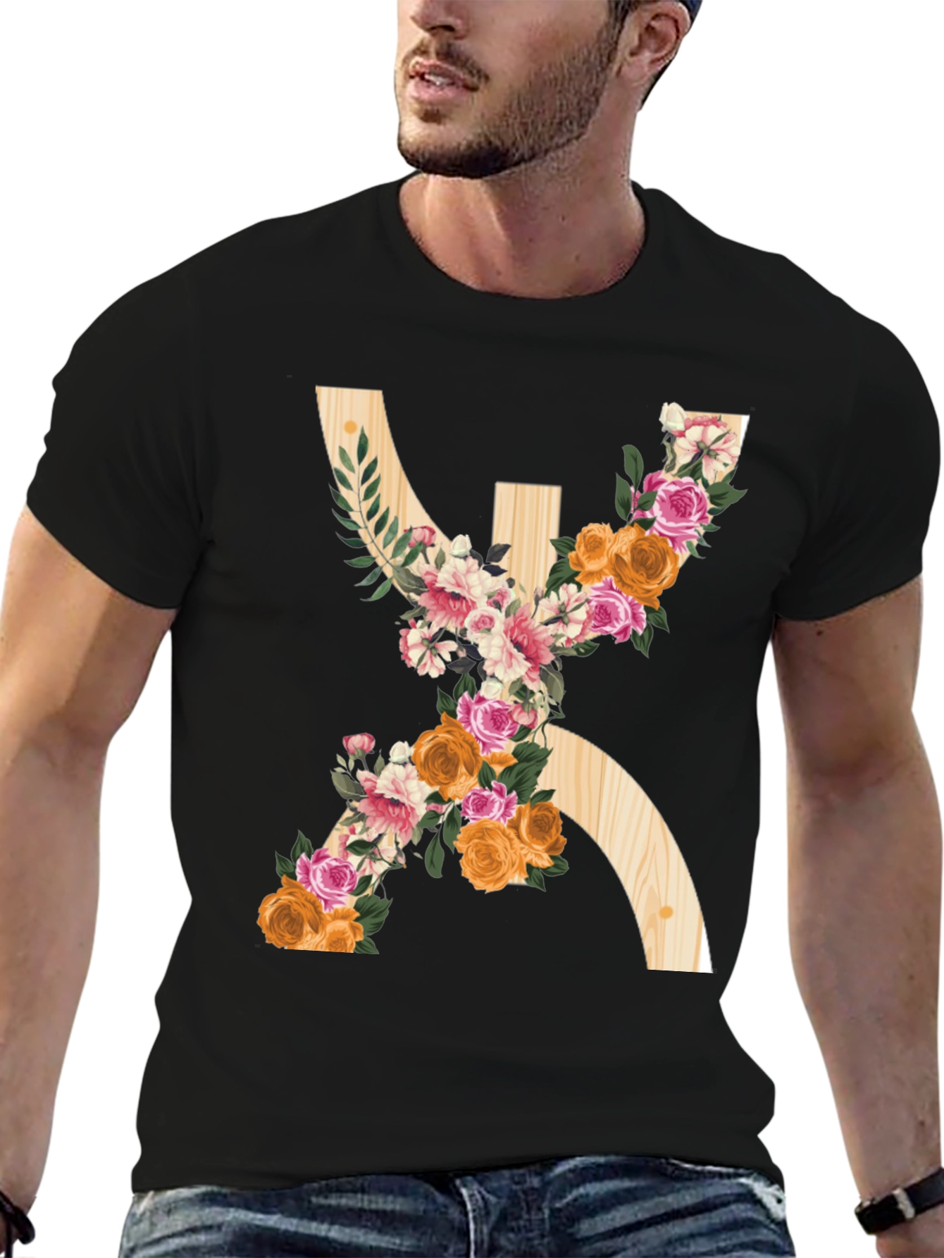 Black Floral Berber Symbol T-Shirt - Stylish Graphic Tee view 6