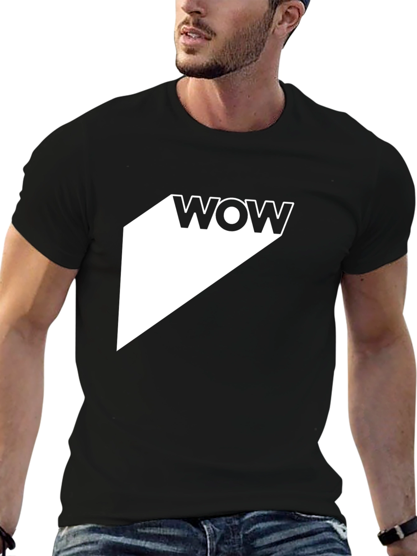 Black WOW Graphic Tee - Modern Black T-Shirt view 6
