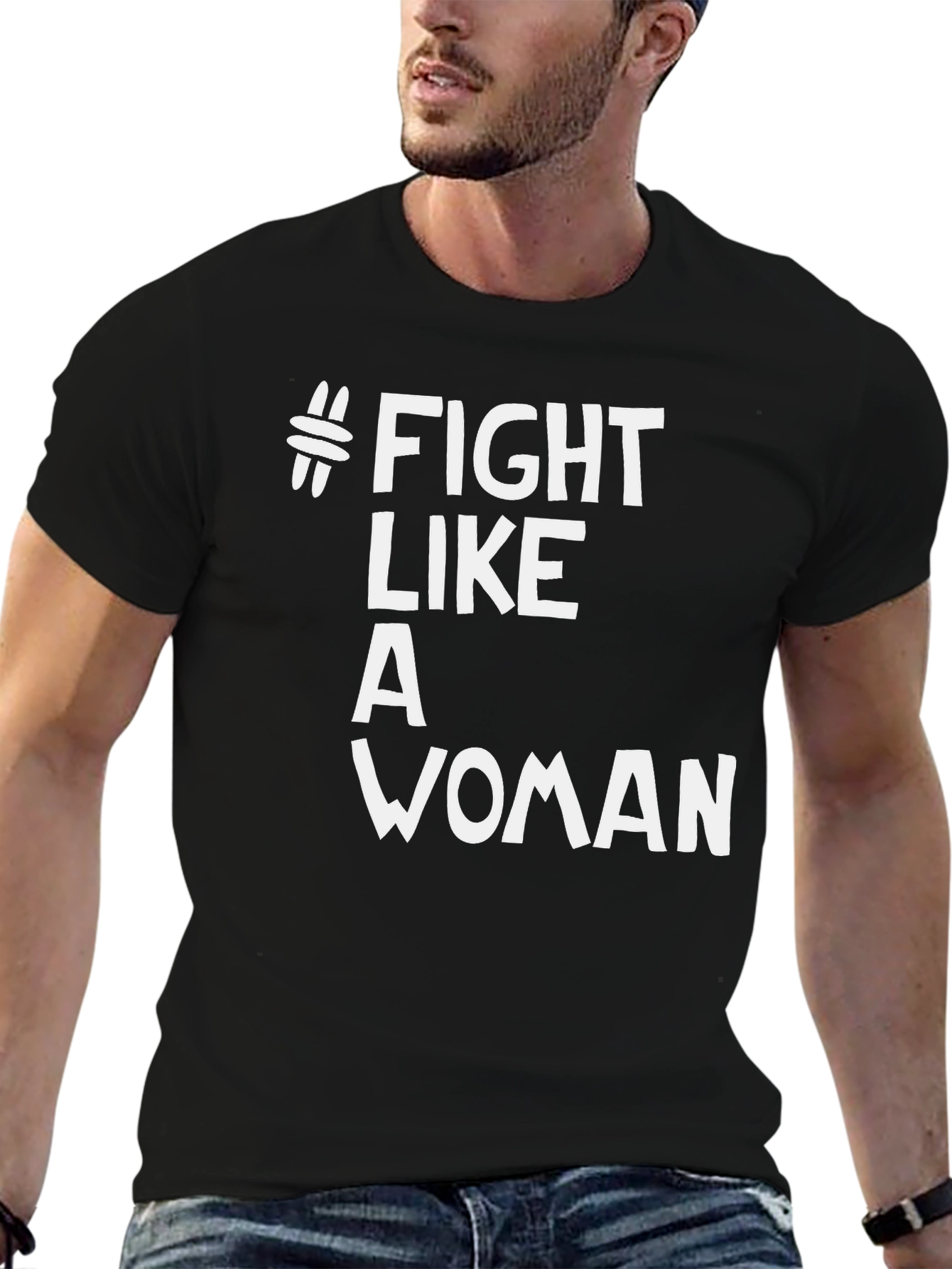 Black Fight Like A Woman T-Shirt view 6