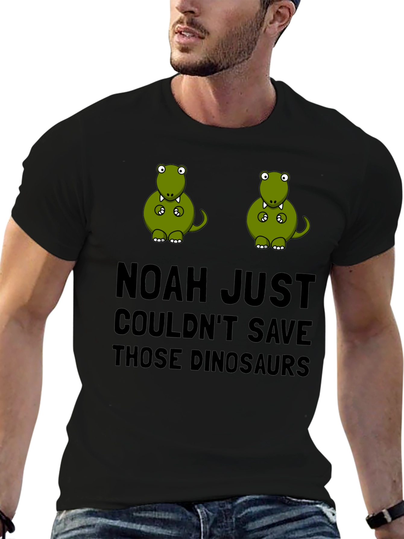 Black Noah Couldn't Save The Dinosaurs T-Shirt view 6
