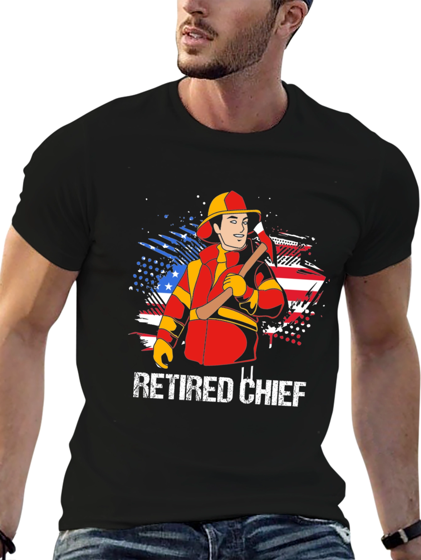 Black Retired Fire Chief T-Shirt view 6
