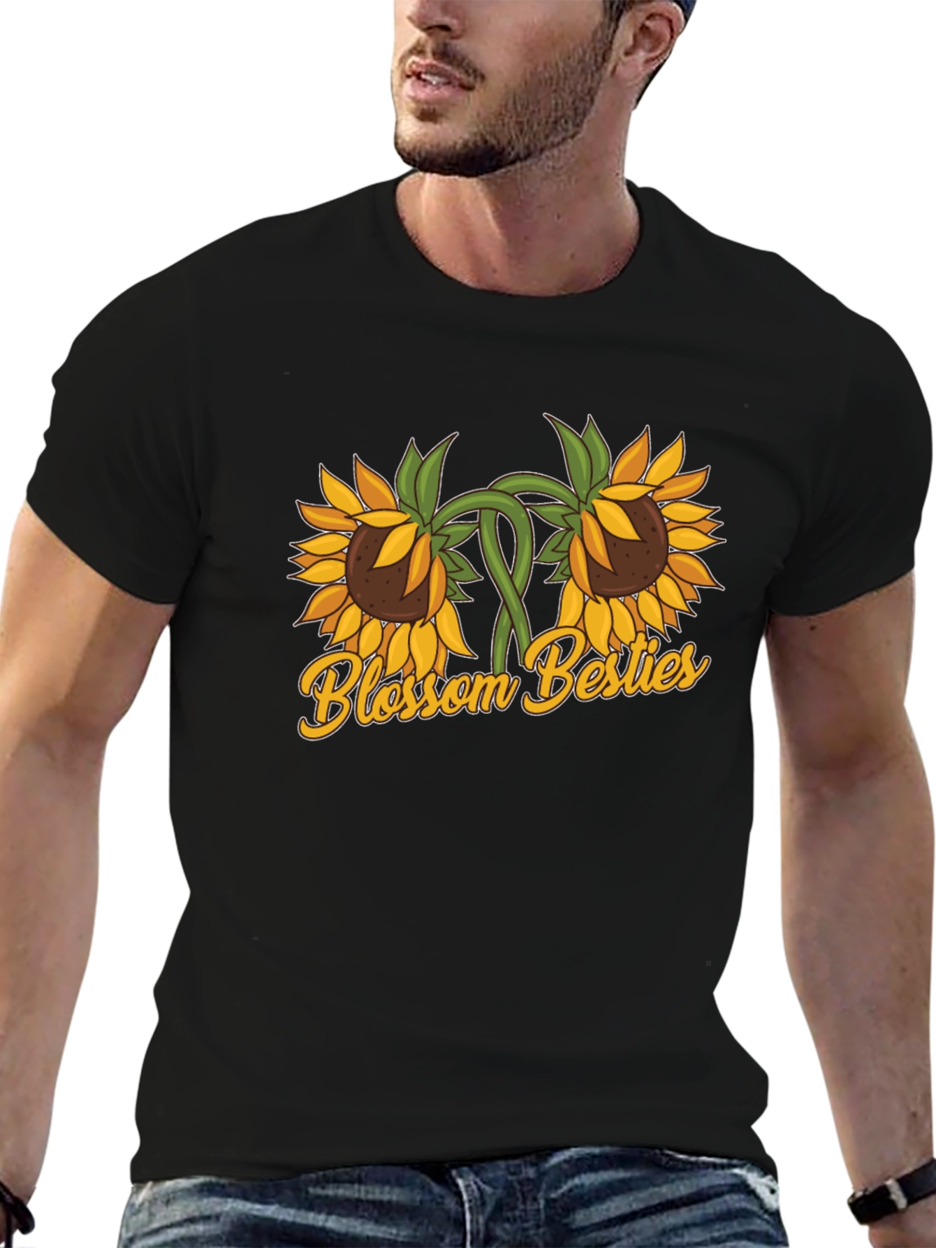 Black Blossom Besties Sunflower Graphic T-Shirt view 6