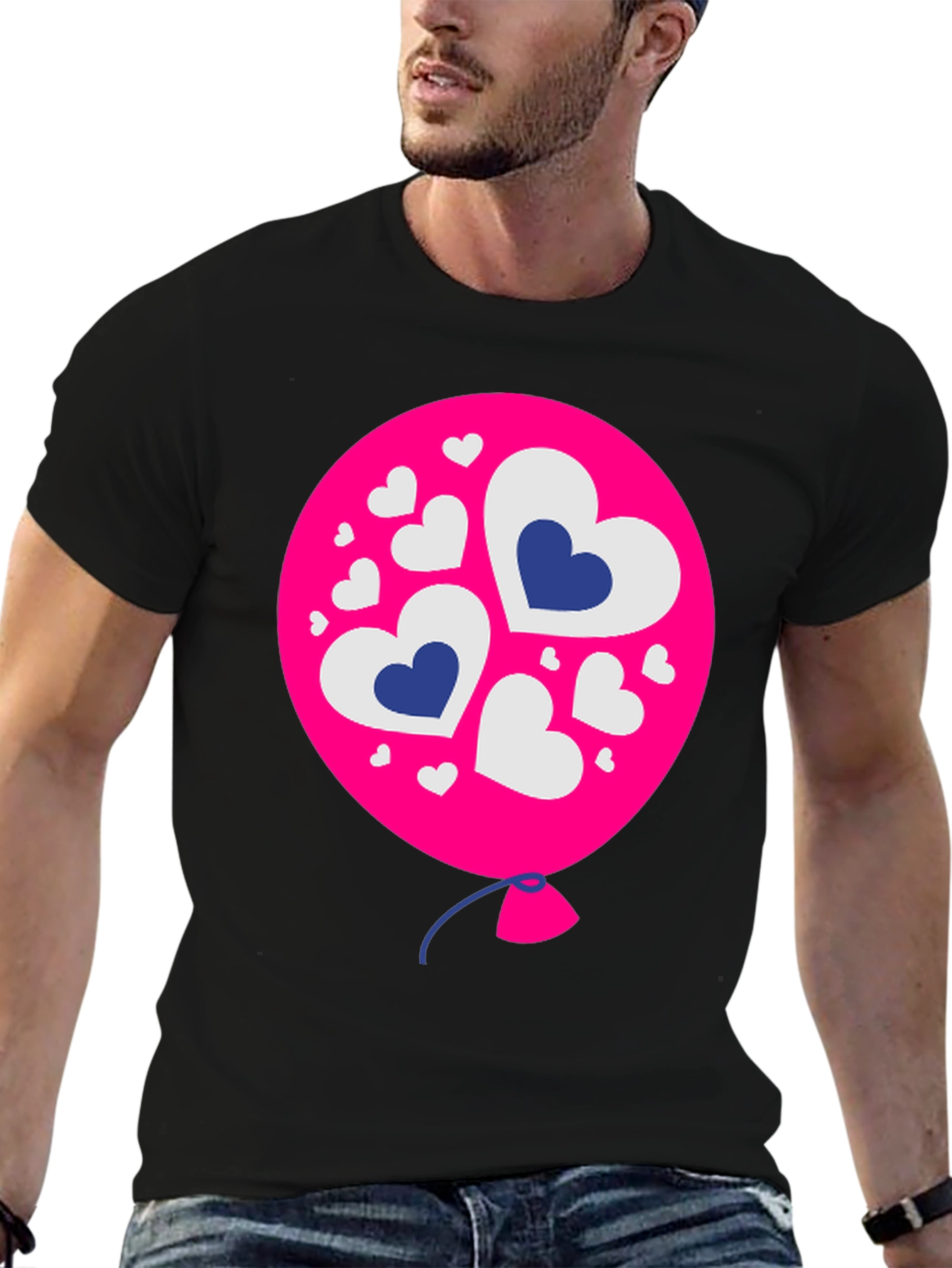 Heart Balloon Graphic Tee - Black - 6