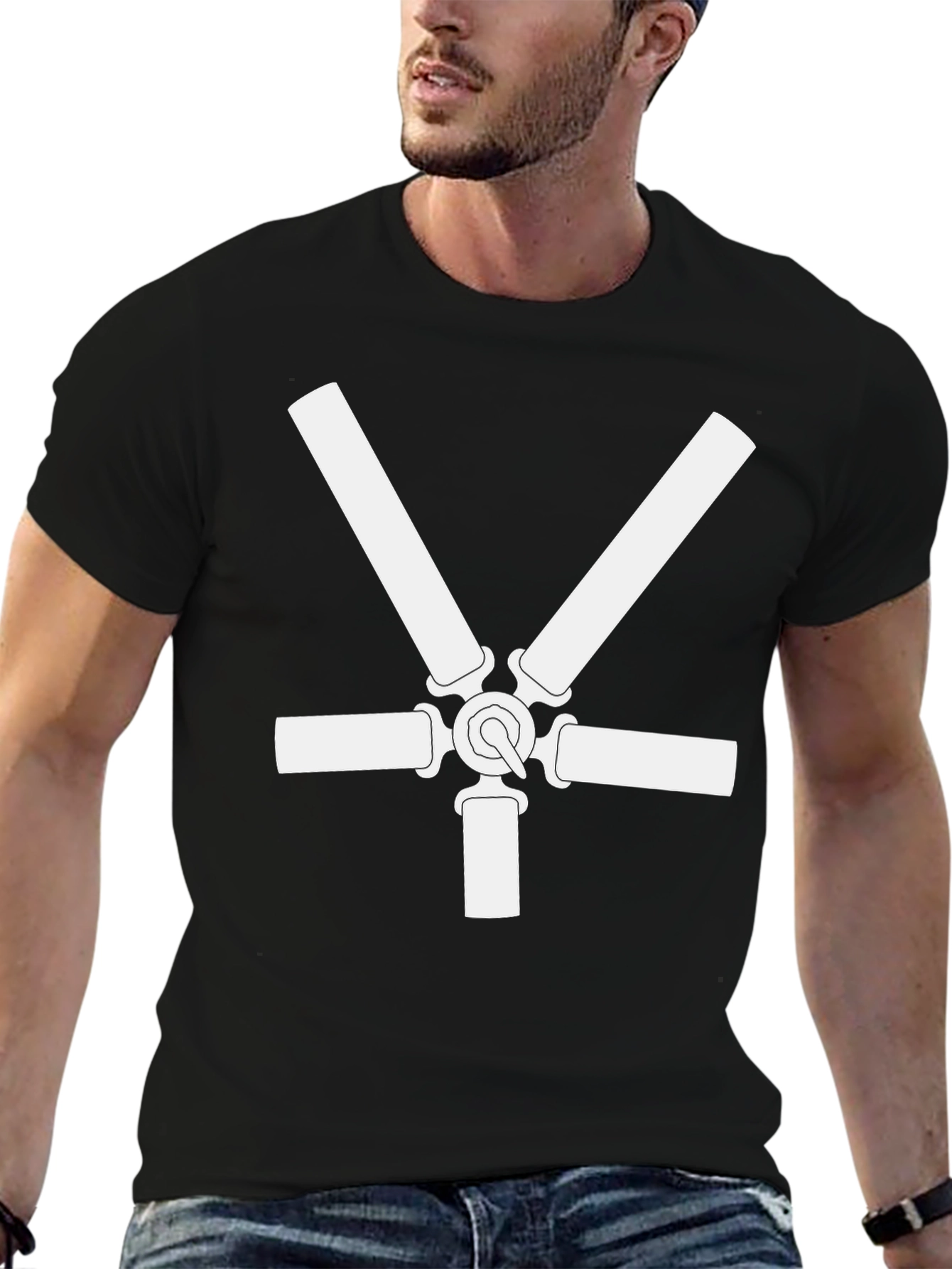 Black Fan Blade Graphic Tee - Cool Casual Style view 6