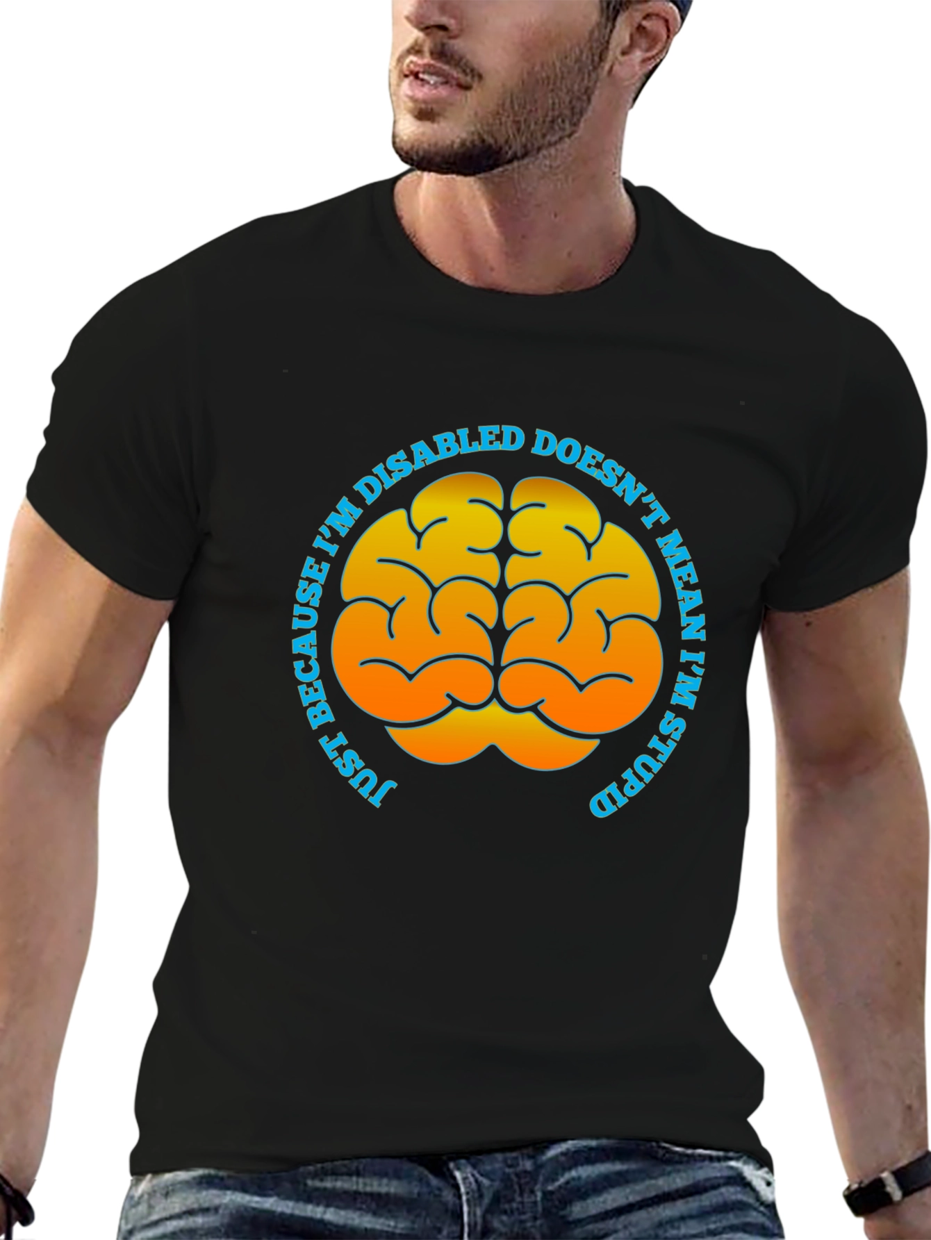 Black Brain Graphic T-Shirt - Disability Awareness Tee view 6