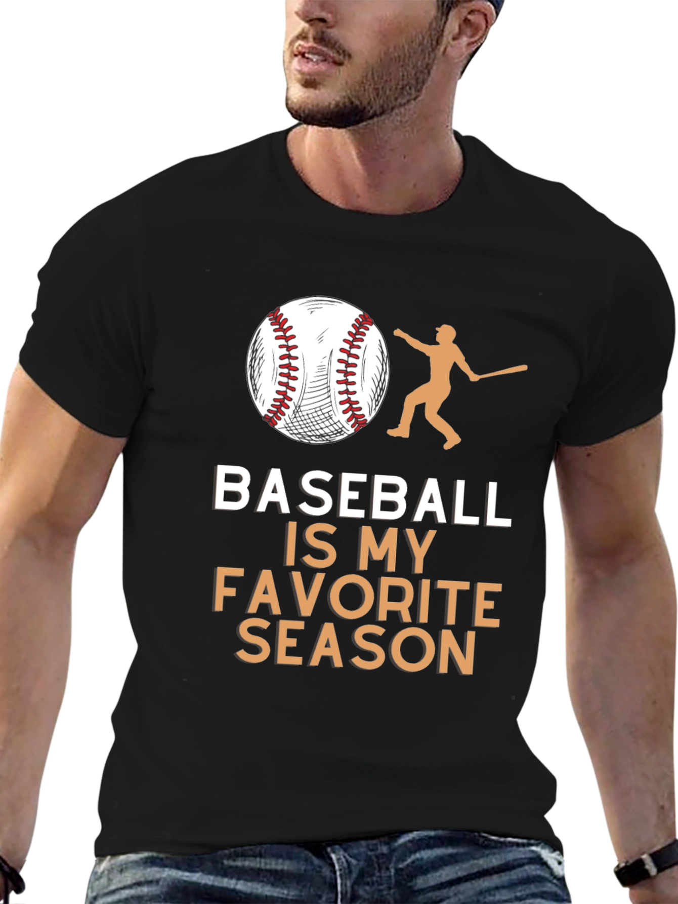 Black Baseball is My Favorite Season Black T-Shirt view 6