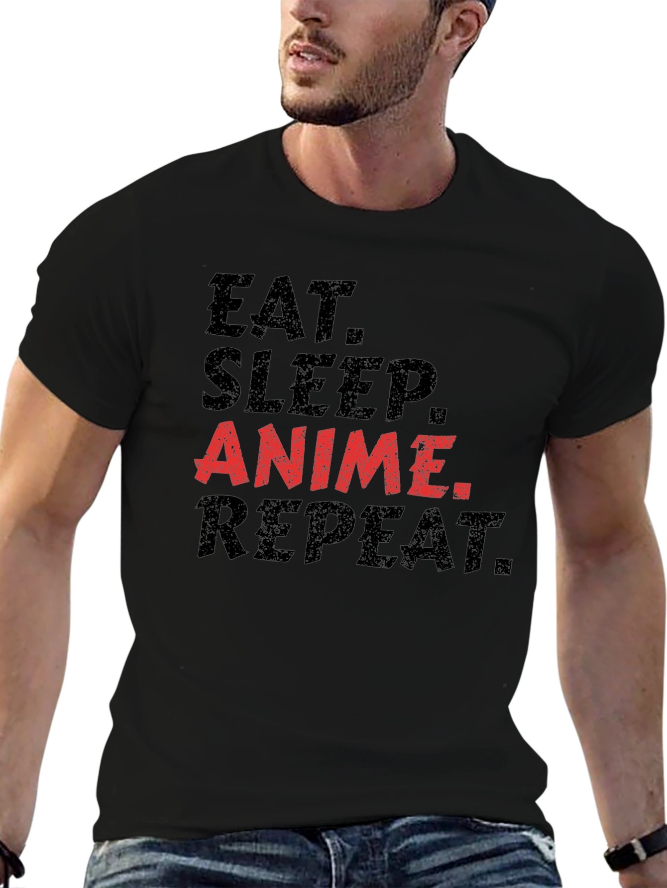 Eat Sleep Anime Repeat T-Shirt - Black Cotton Tee - 6