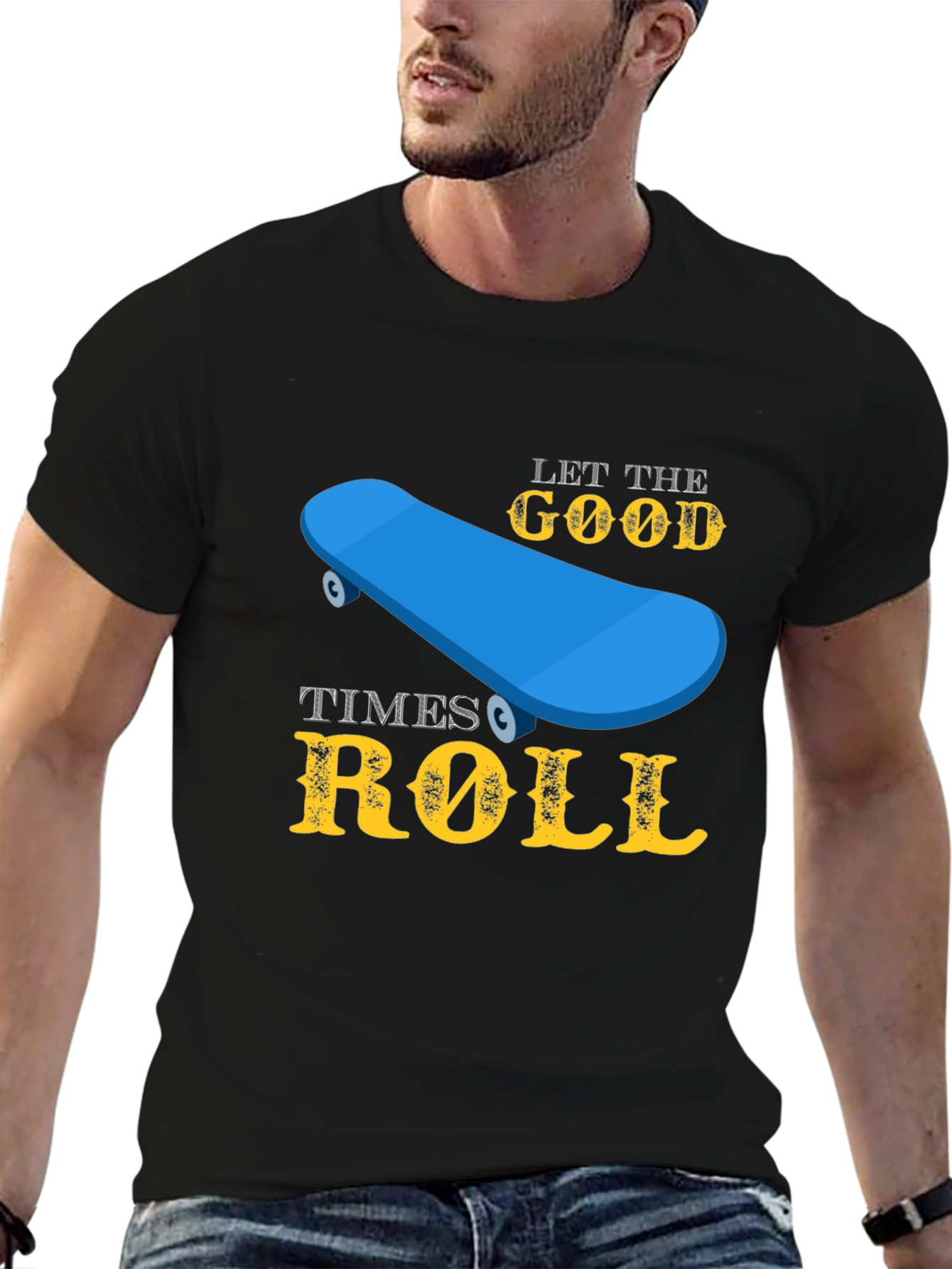 Black Skateboard T-Shirt - Let the Good Times Roll view 6