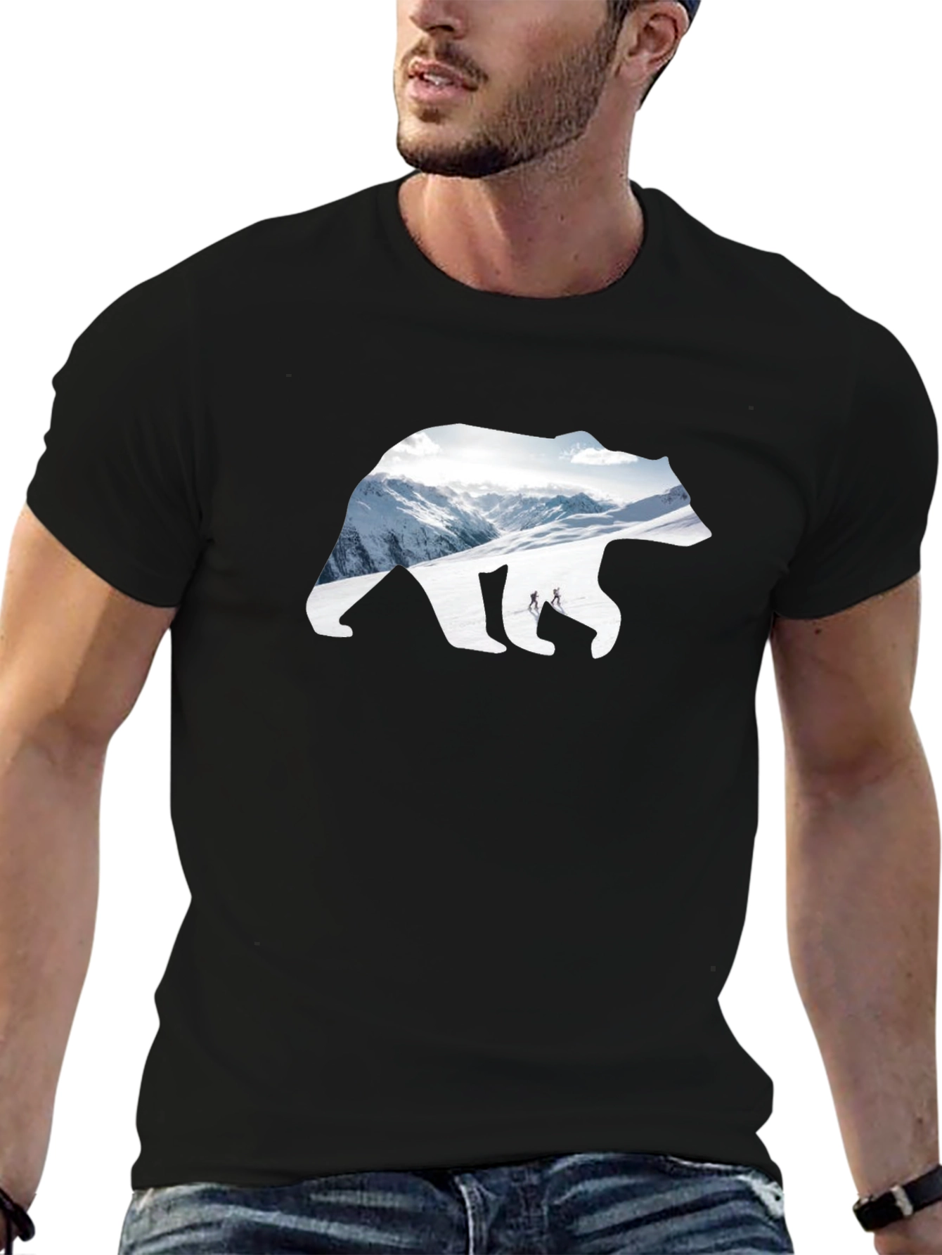 Black Bear Mountain Graphic Tee - Black Cotton Blend view 6