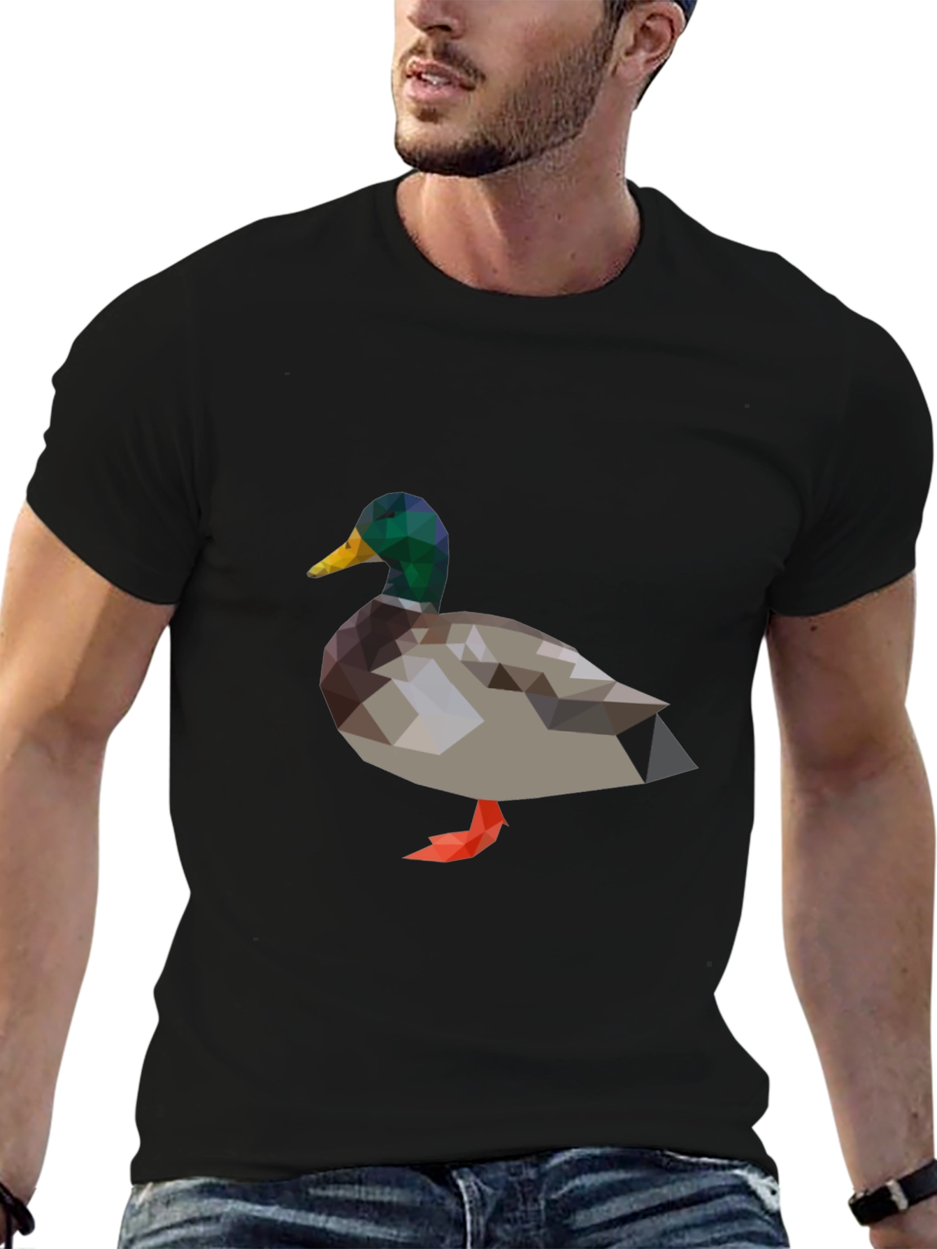 Black Geometric Duck Graphic T-Shirt view 6
