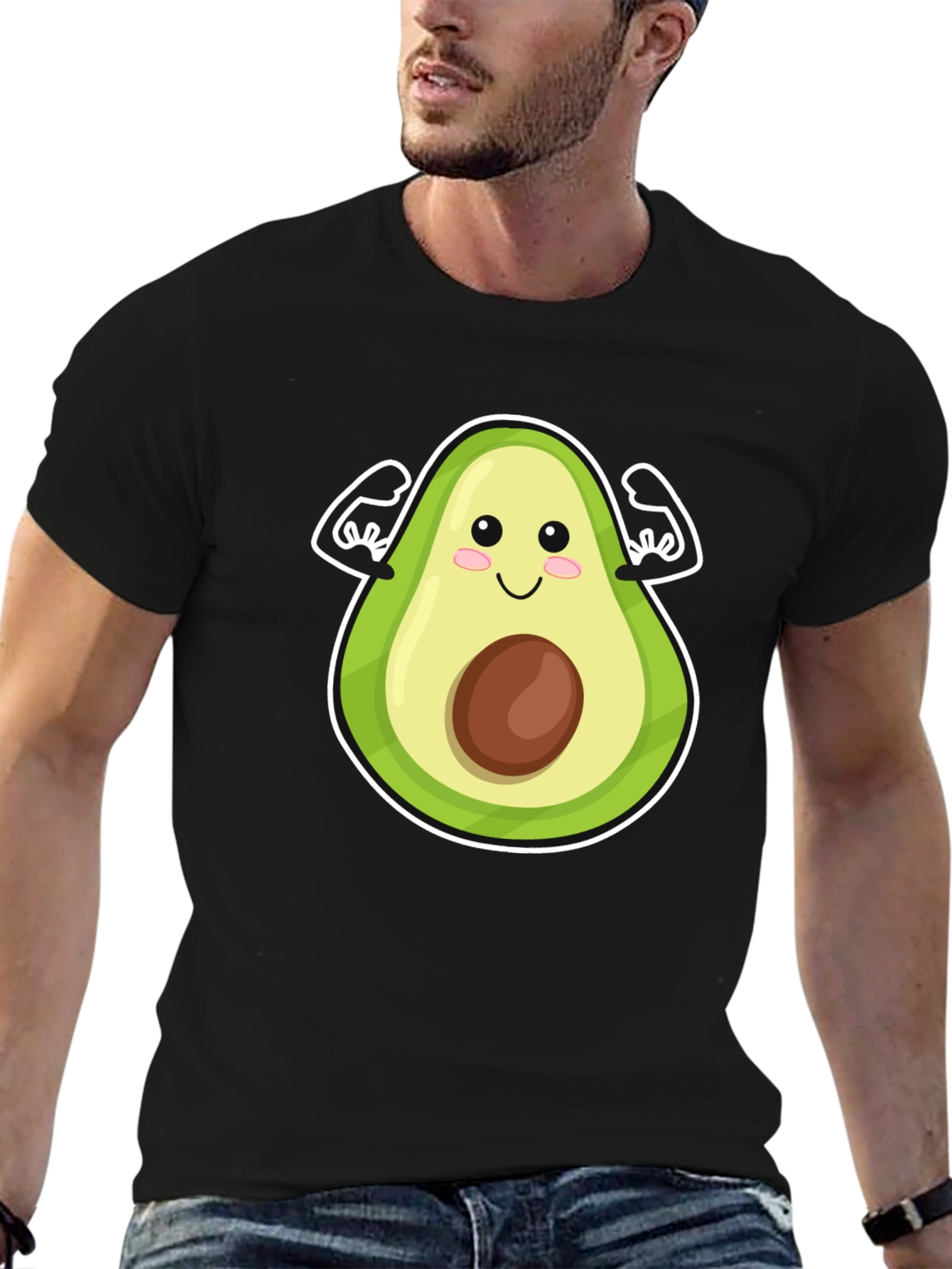 Black Avocado Muscle Graphic Tee - Funny Workout Shirt view 6