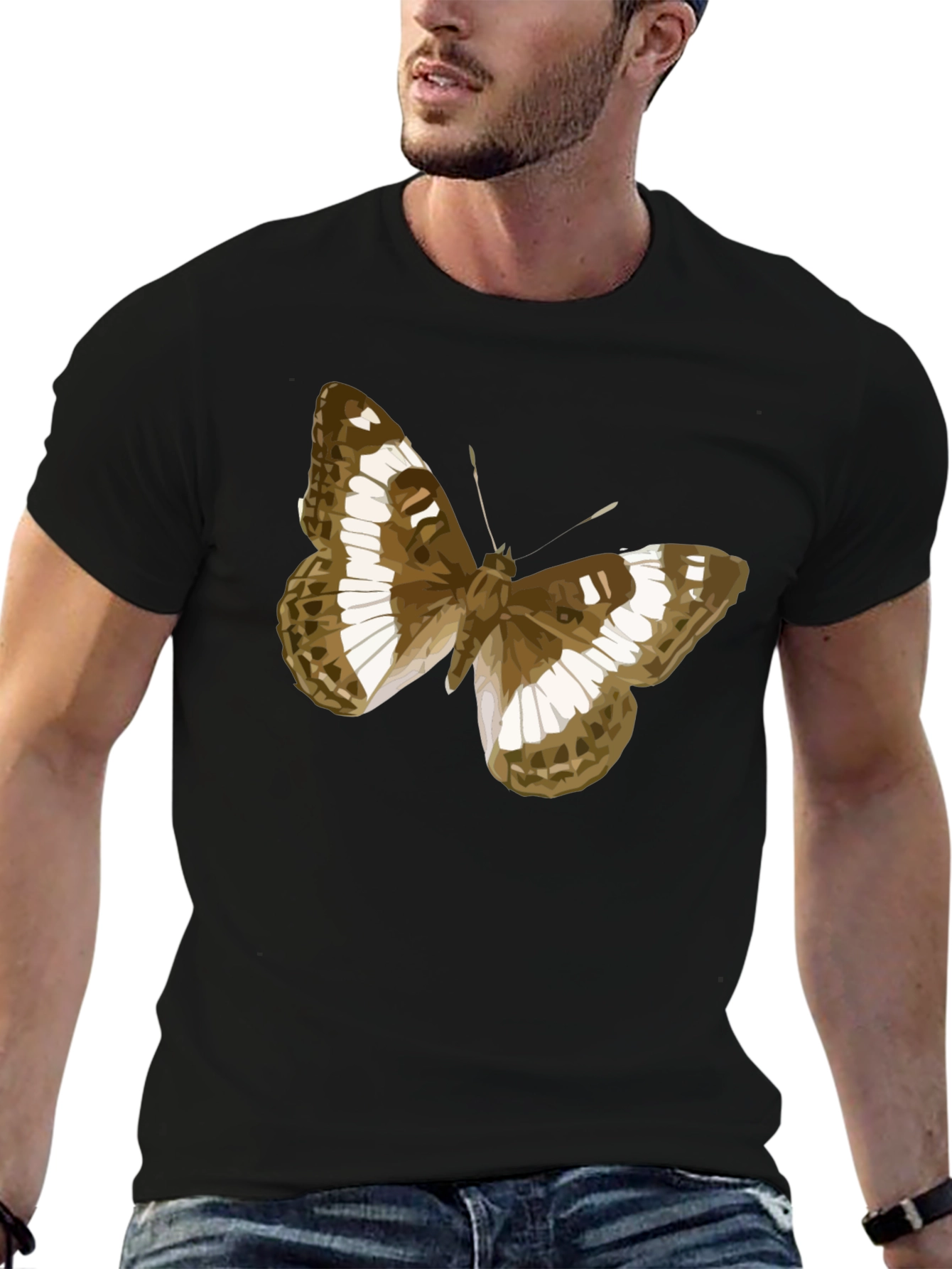 Black Butterfly Graphic Tee - Classic Black Cotton T-Shirt view 6