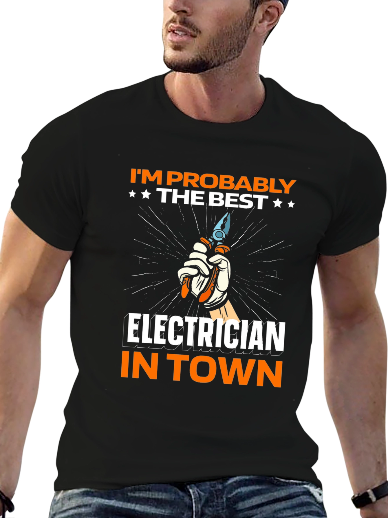 Black Electrician T-Shirt - Best in Town! view 6
