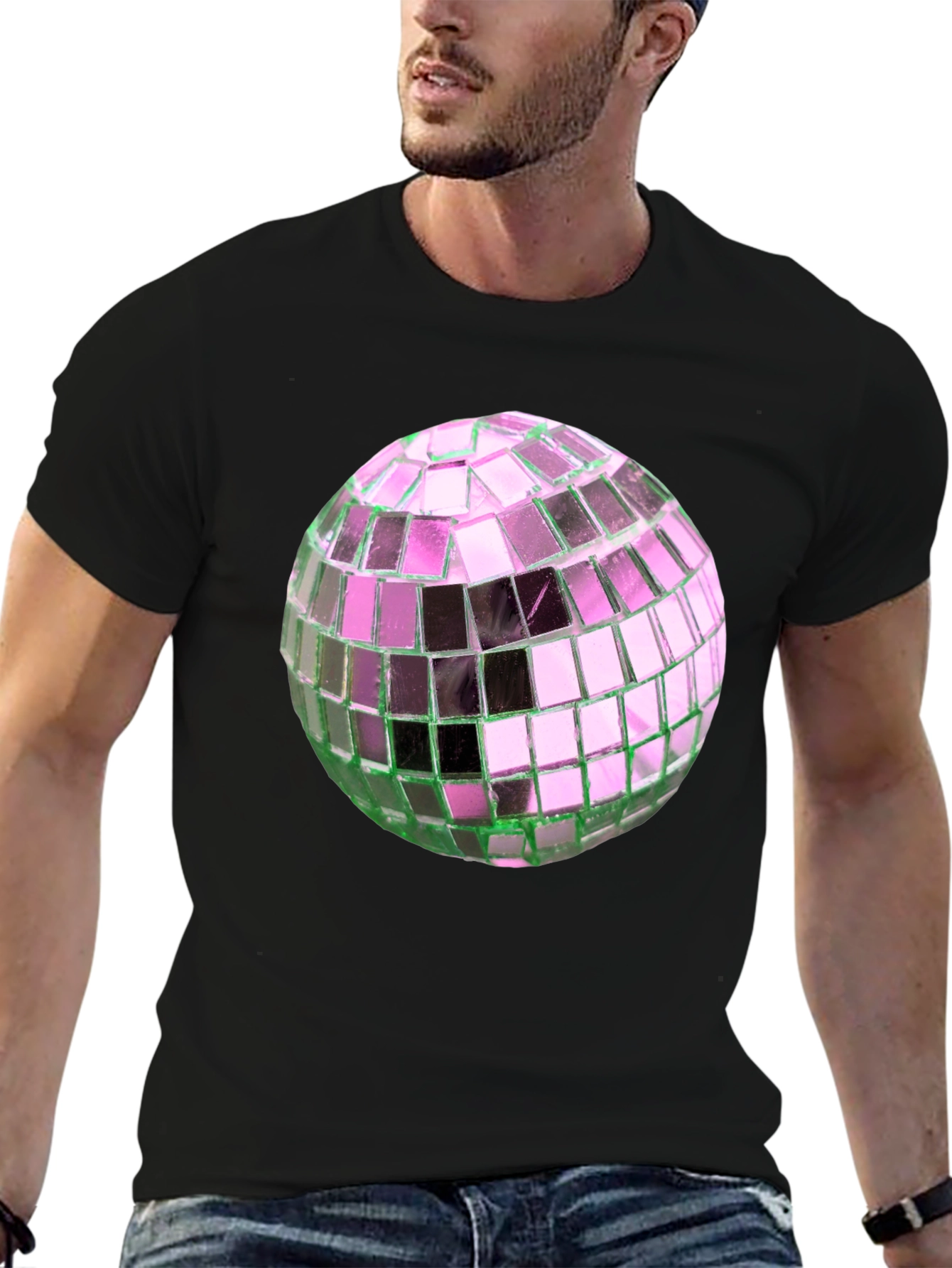 Black Disco Ball Graphic Tee - Party Ready Style view 6