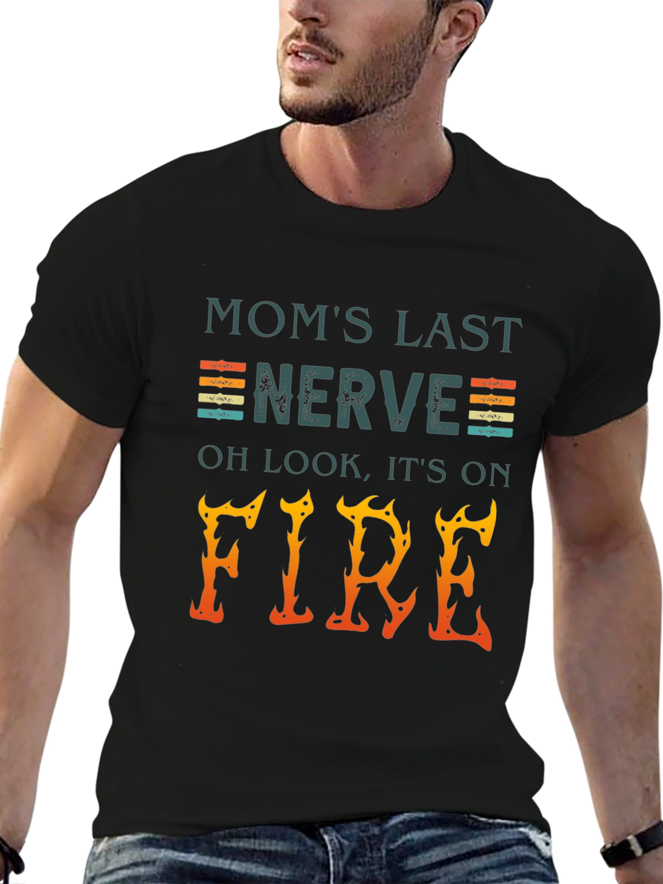 Black Mom's Last Nerve On Fire Graphic Tee view 6