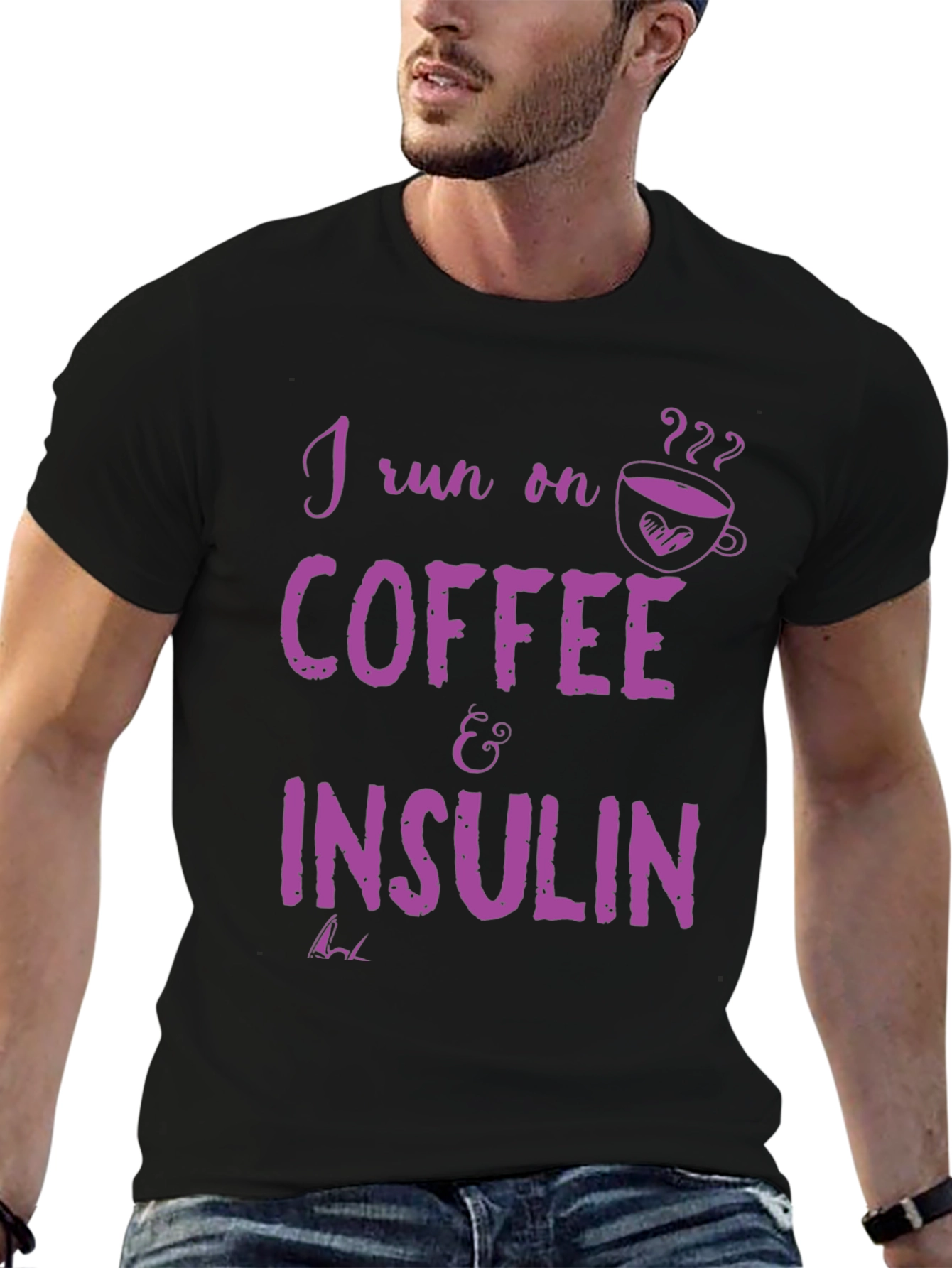 Black Coffee and Insulin T-Shirt - Funny Diabetes Tee view 6