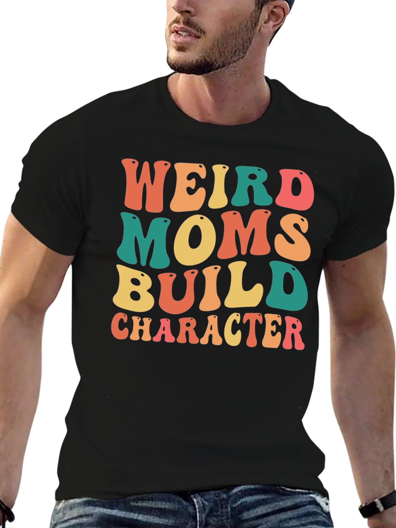 Black Weird Moms Build Character Graphic T-Shirt view 6