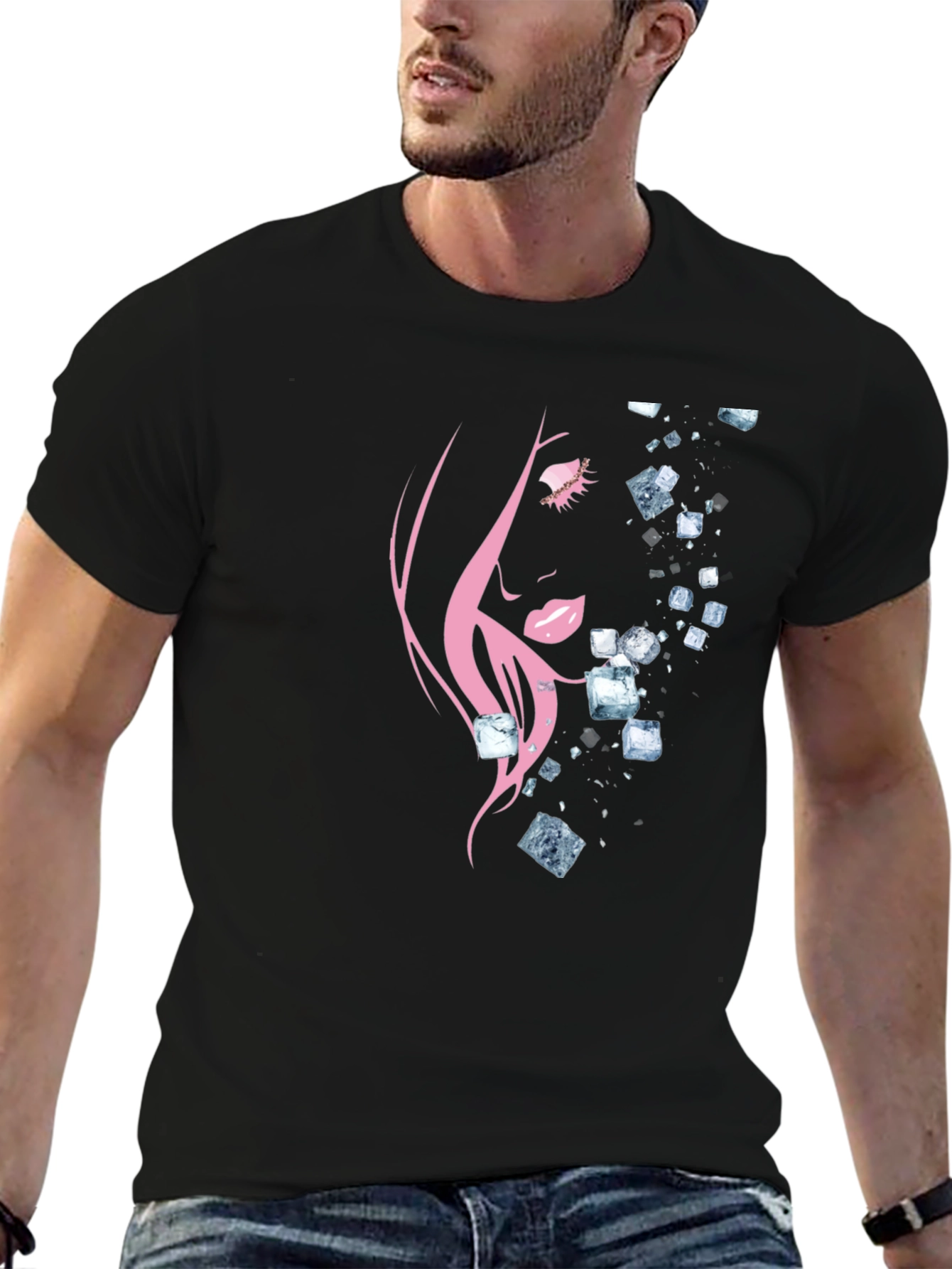Black Abstract Woman Graphic T-Shirt view 6