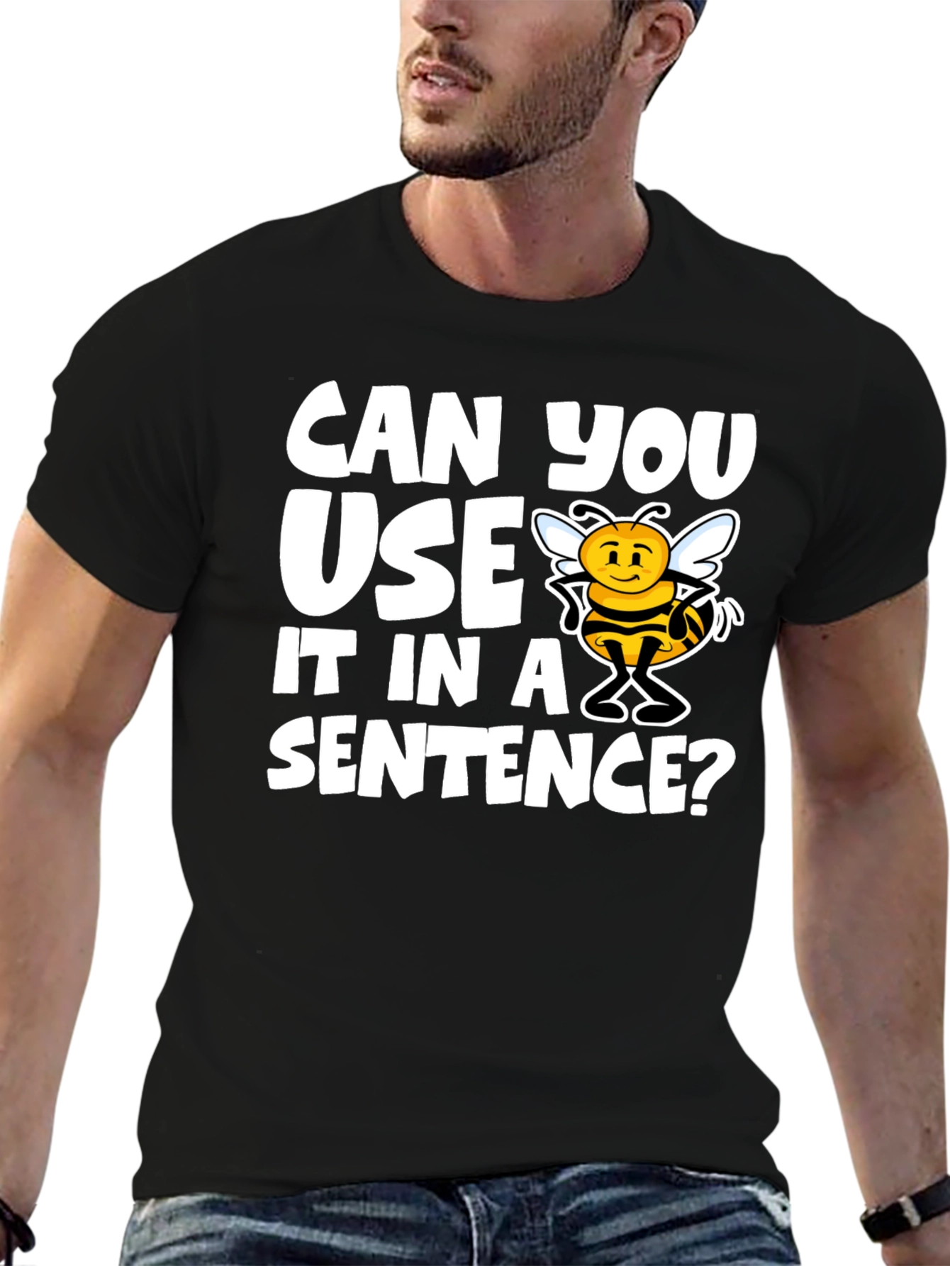 Black Funny Bee Puns T-Shirt "Use it in a Sentence" view 6