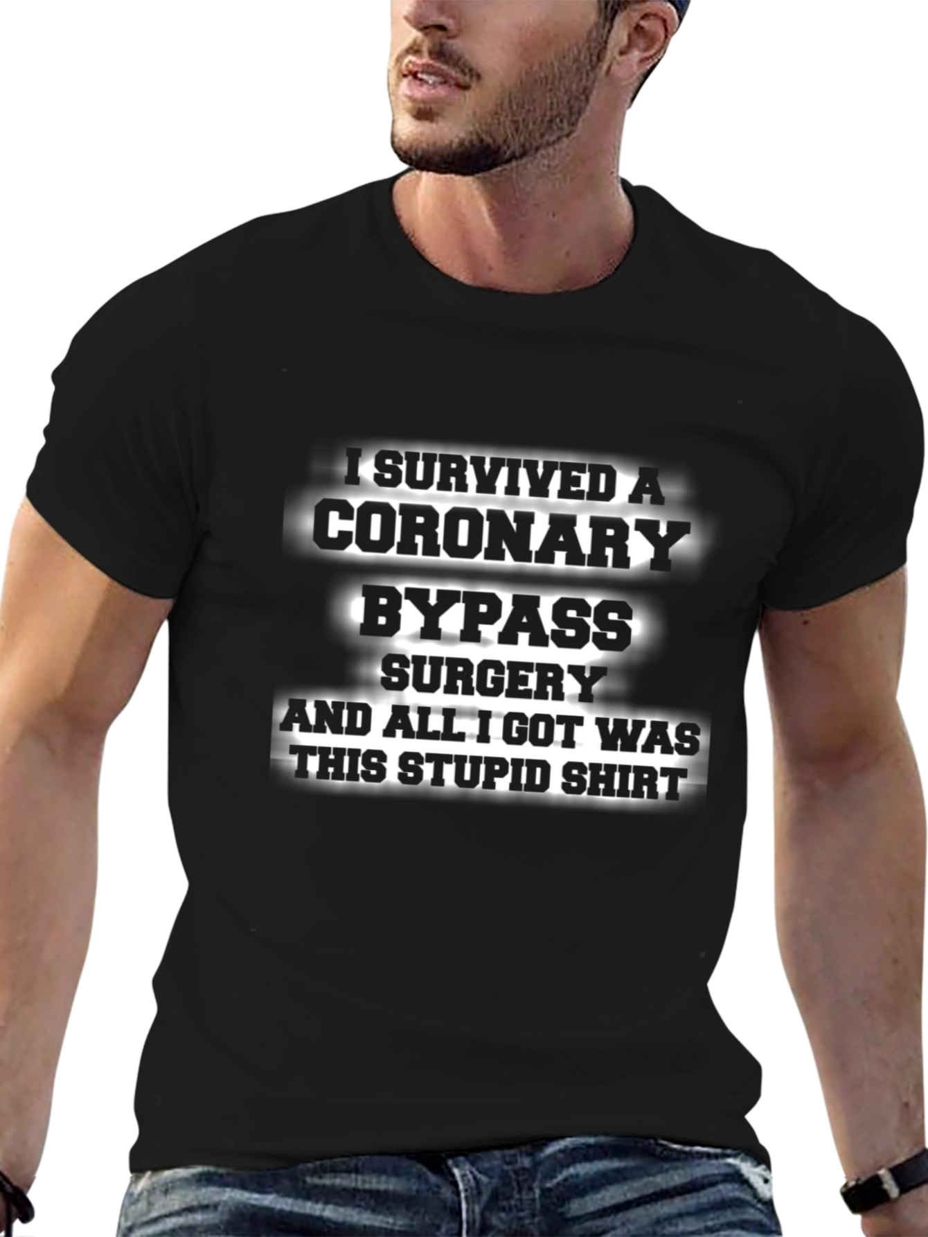 Black Coronary Bypass Survivor Novelty T-Shirt view 6
