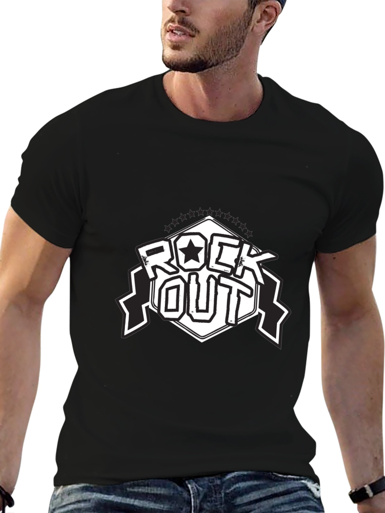 Black Rock Out Black T-Shirt - Stylish Graphic Tee view 6
