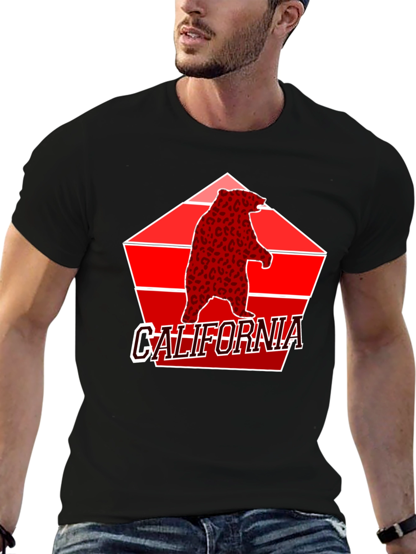 Black California Bear Graphic Tee - Black view 6