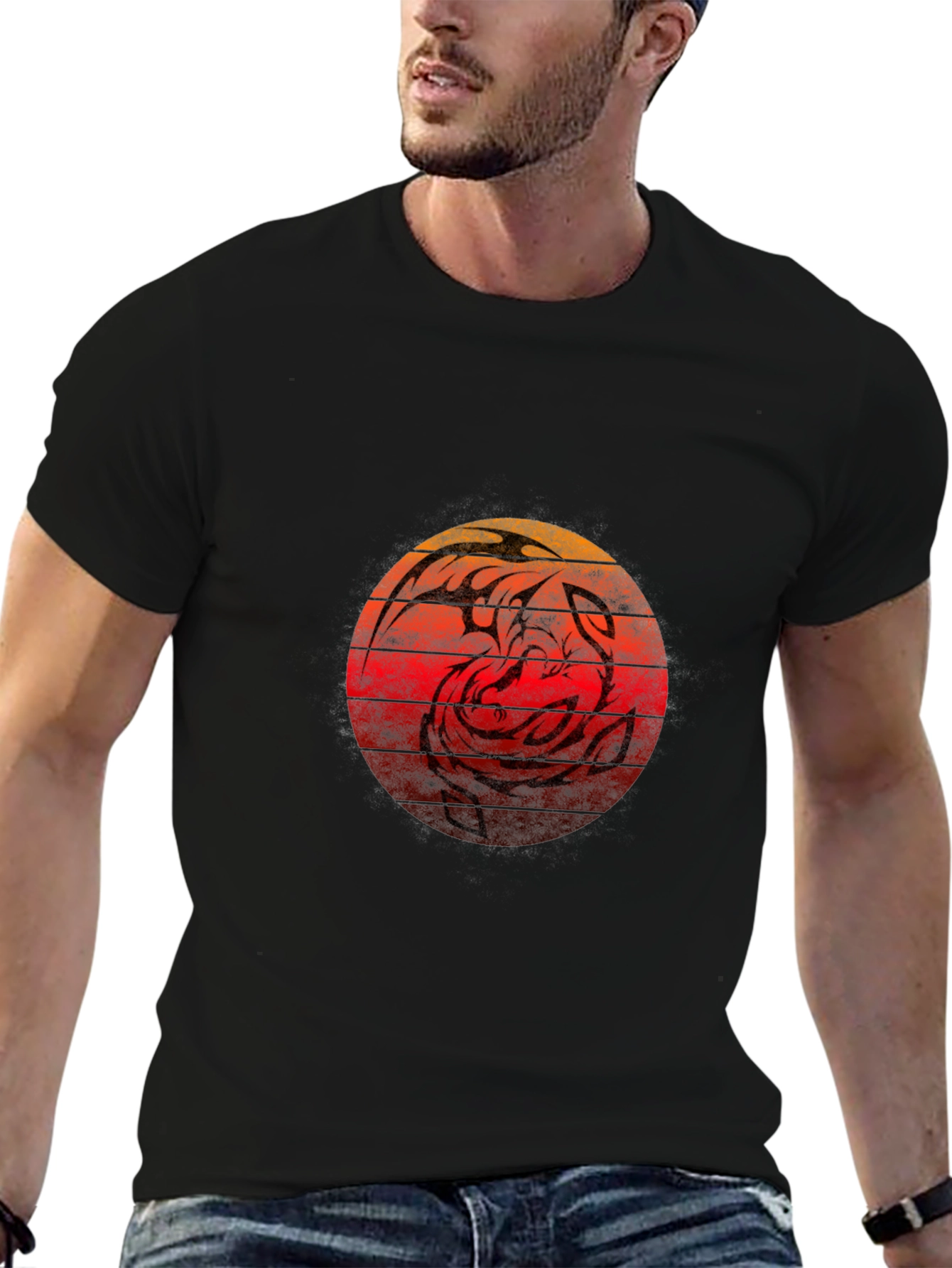 Black Phoenix Sunset Tee - Men's Black Graphic T-Shirt view 6