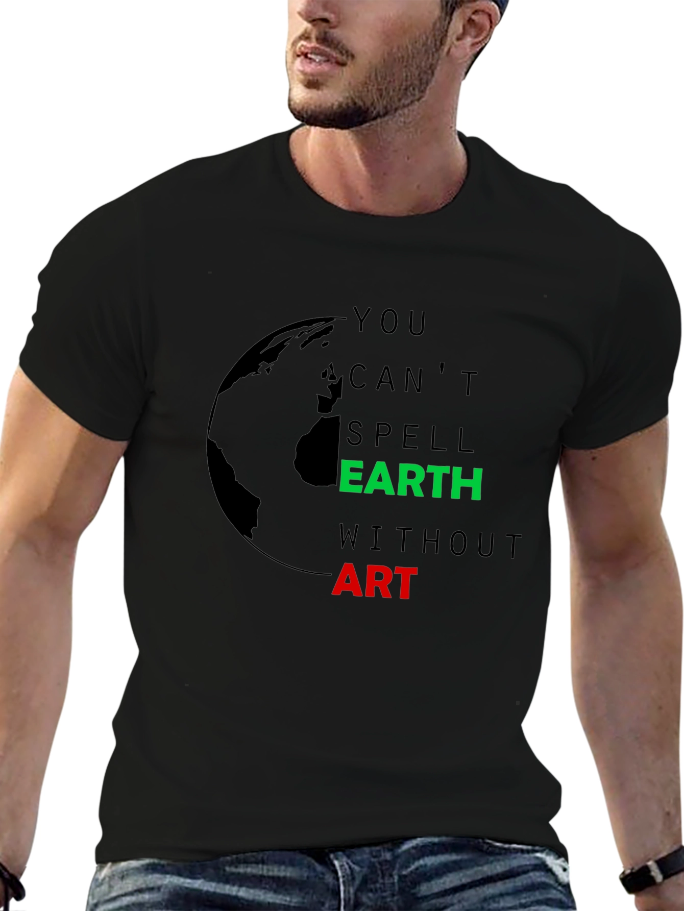 Black Earth Art T-Shirt - Black Graphic Tee for Nature Lovers view 6