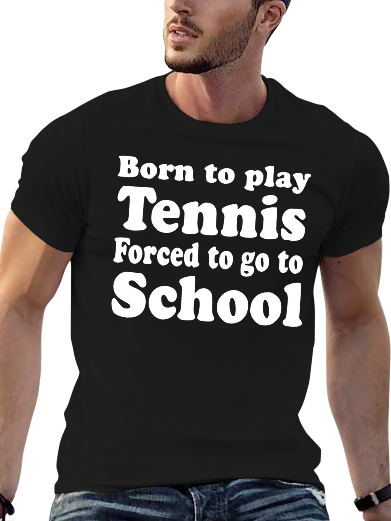 Black Born To Play Tennis T-Shirt view 6