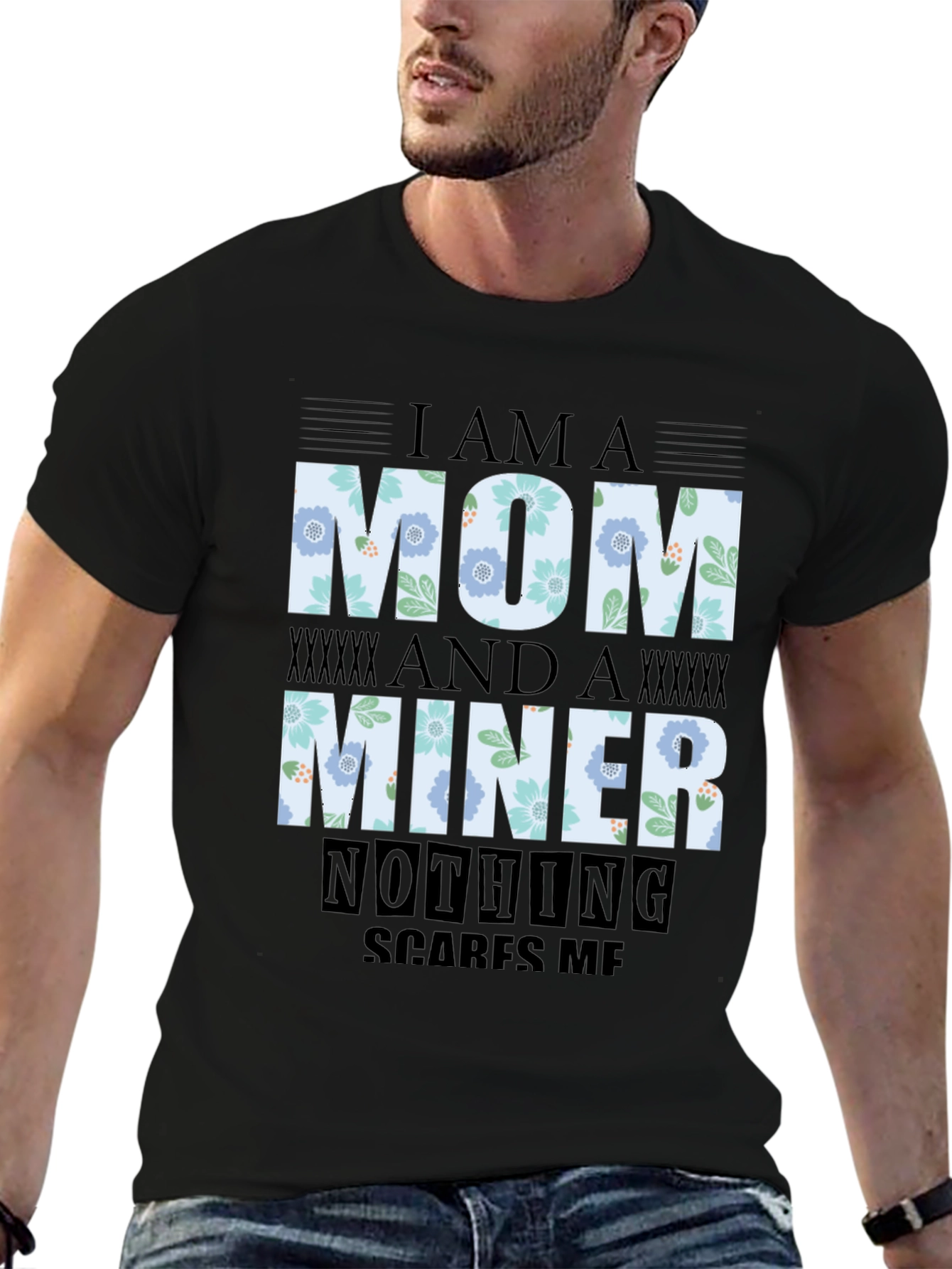 Black I'm A Mom And A Miner T-Shirt view 6